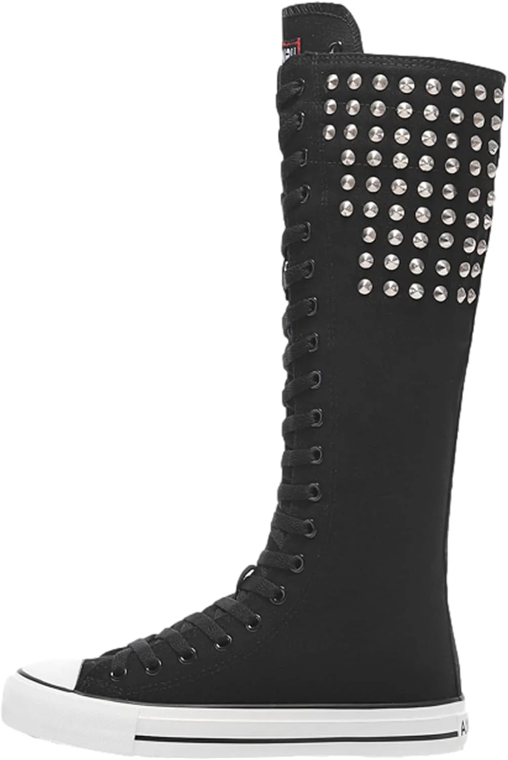 ANUFER Women Fashion Canvas Dance Boots Knee High Bicycling Boots Girls Fancy School Shoes