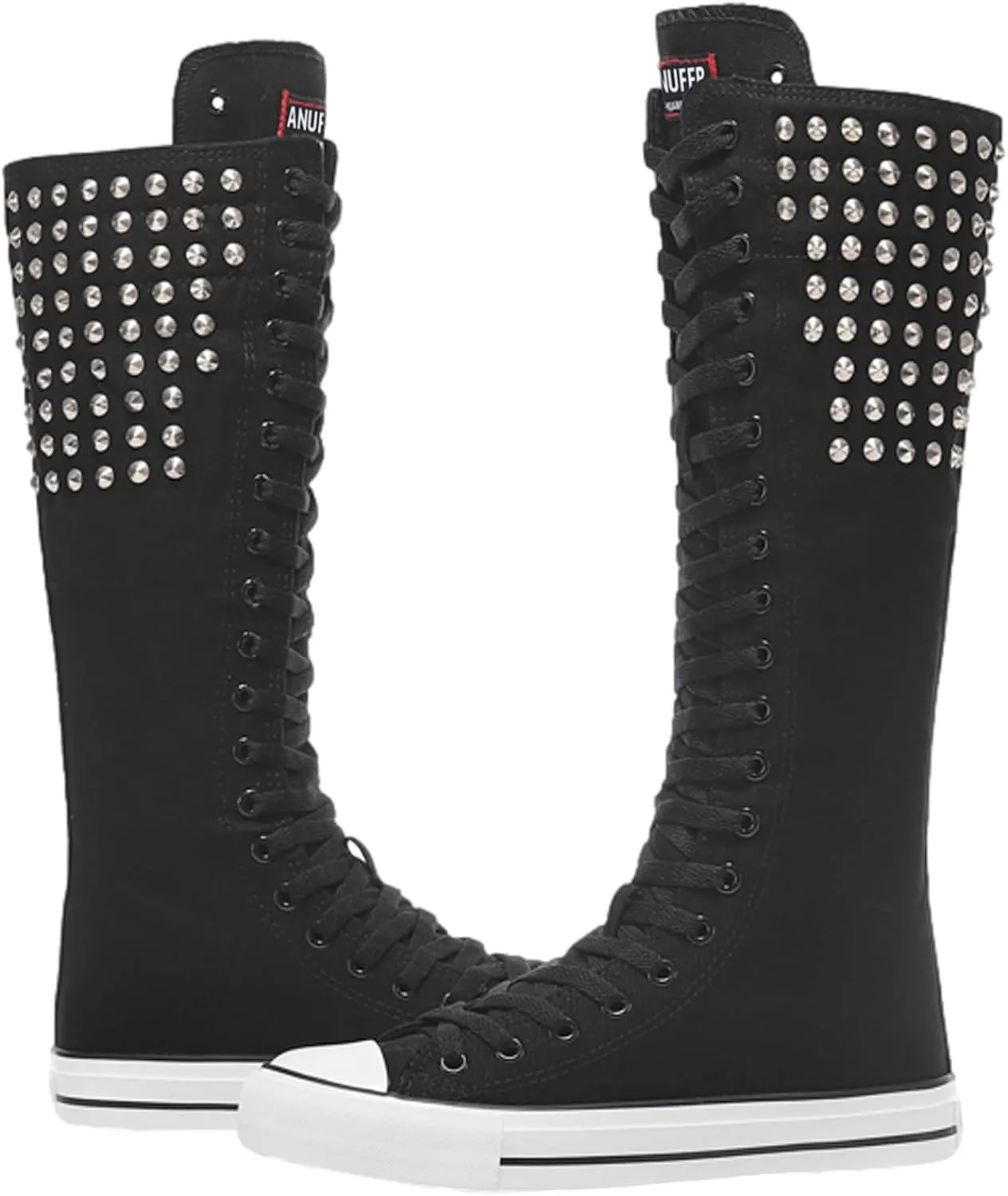 ANUFER Women Fashion Canvas Dance Boots Knee High Bicycling Boots Girls Fancy School Shoes