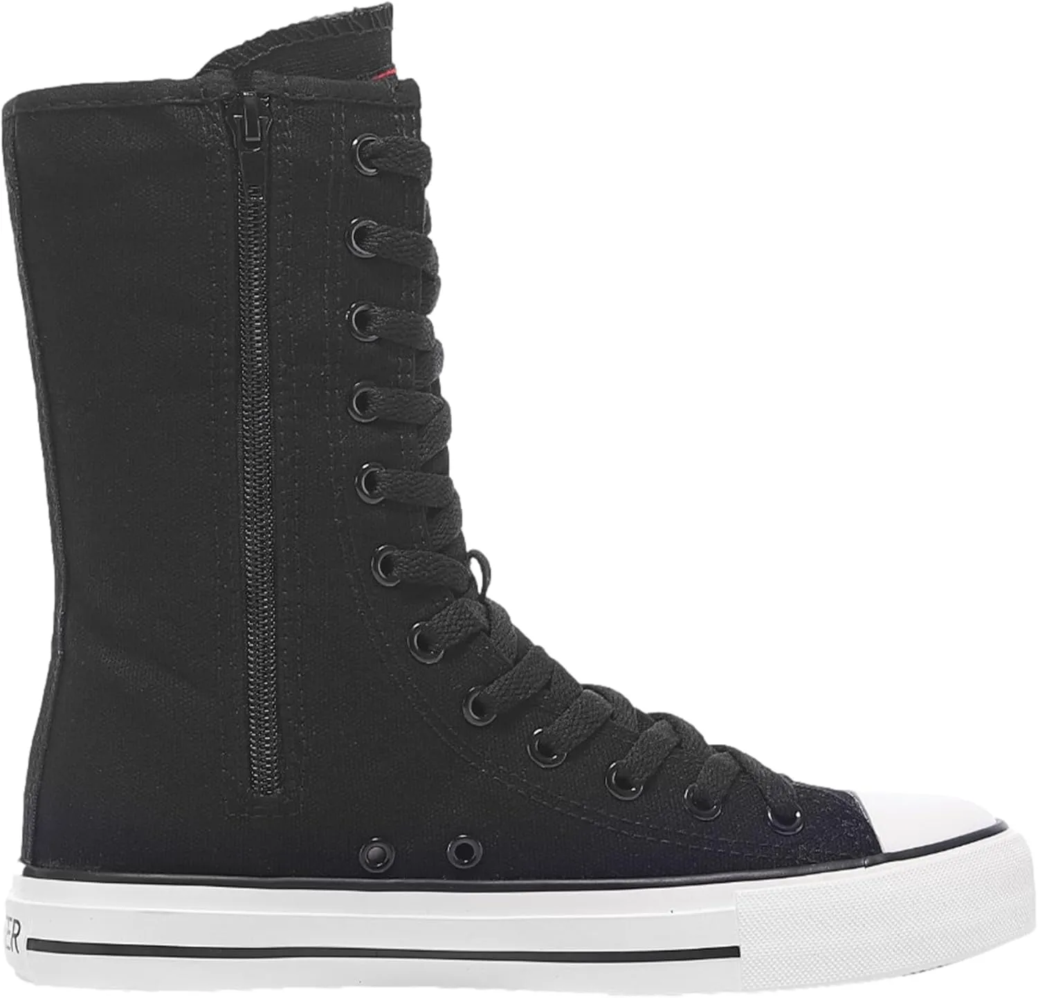 ANUFER Womens Girls Fashion Mid-Calf Canvas Boots Casual High Top Lace Up Canvas Sneakers