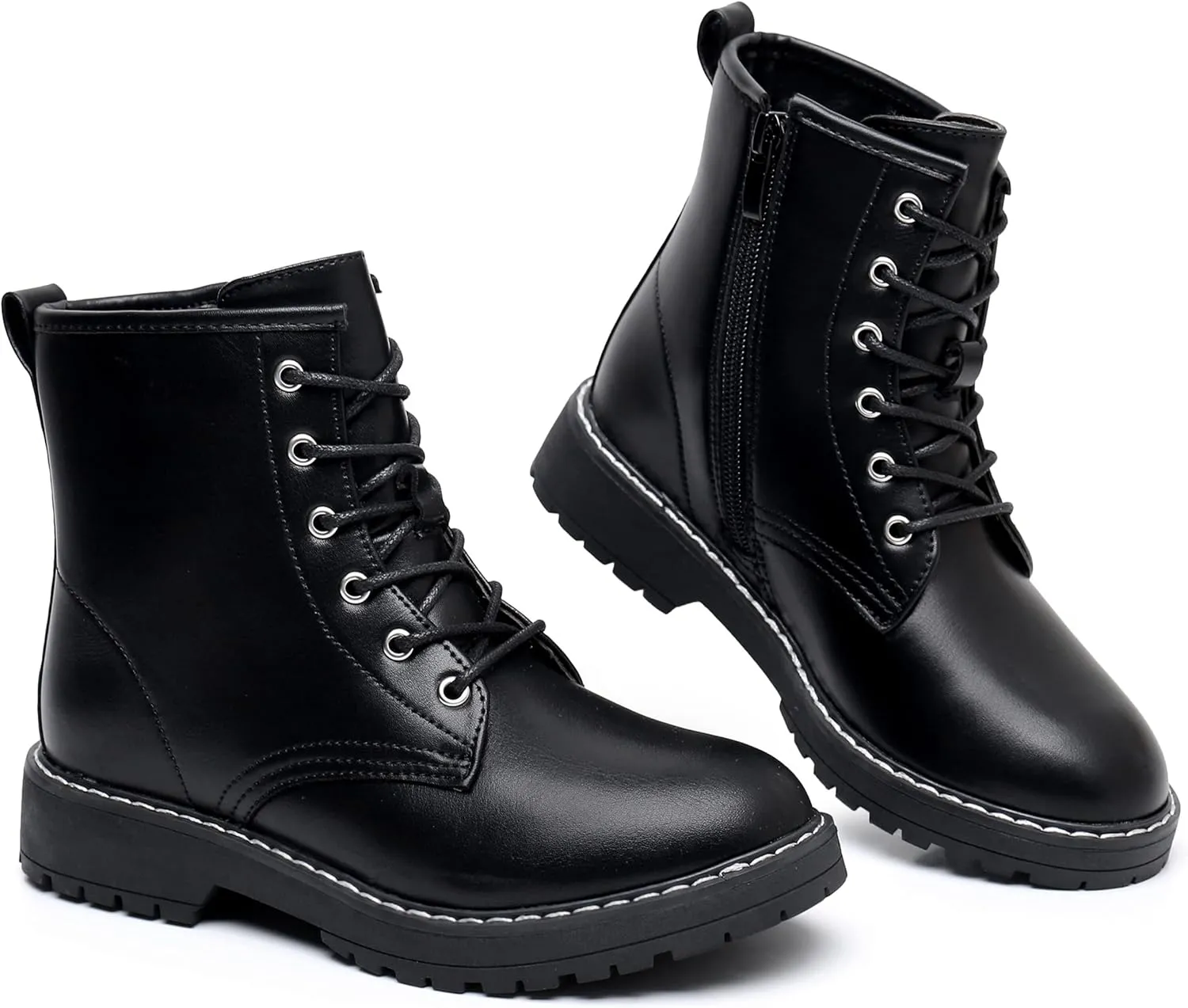 Apakowa Gilrs Combat Boots Side Zipper Ankle Booties (Toddler/Little Kid/Big Kid)