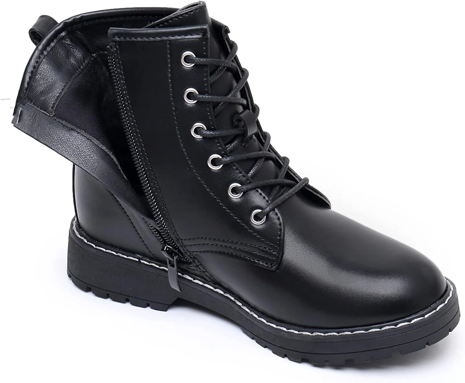Apakowa Gilrs Combat Boots Side Zipper Ankle Booties (Toddler/Little Kid/Big Kid)