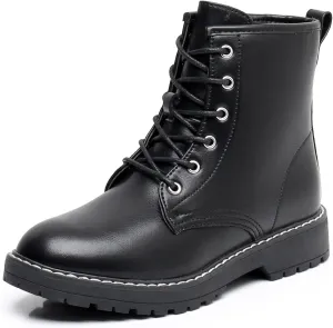 Apakowa Gilrs Combat Boots Side Zipper Ankle Booties (Toddler/Little Kid/Big Kid)