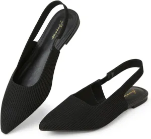 Arromic Slingback Flats for Women Pointed Toe Ballet Flats Shoes Women Dressy Comfortable Slip On Knit Flat