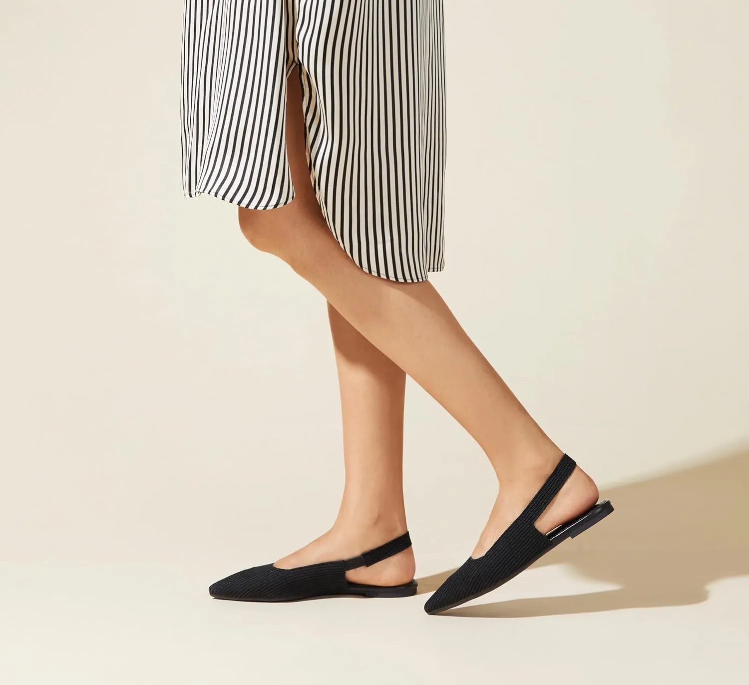 Arromic Slingback Flats for Women Pointed Toe Ballet Flats Shoes Women Dressy Comfortable Slip On Knit Flat