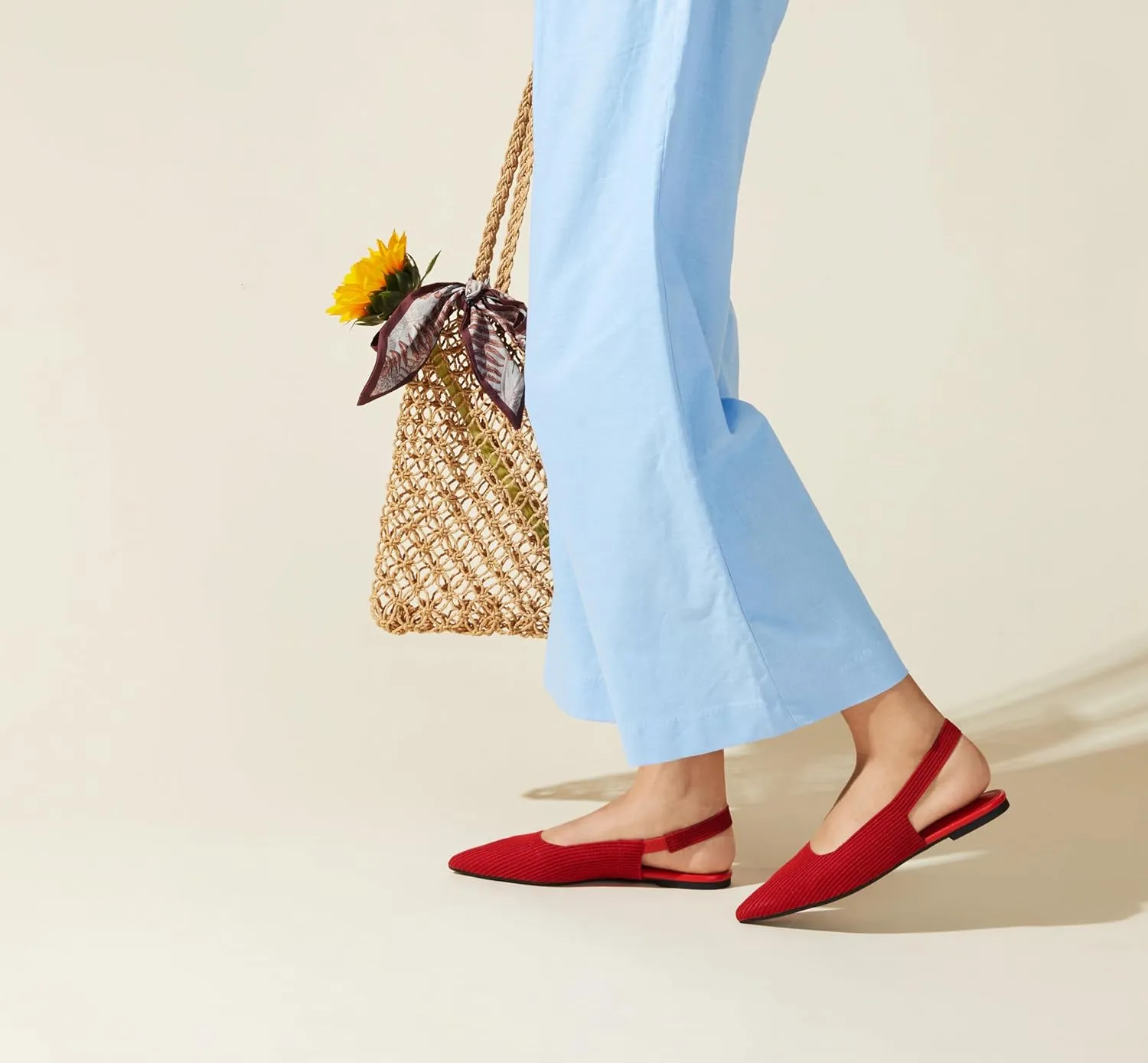 Arromic Slingback Flats for Women Pointed Toe Ballet Flats Shoes Women Dressy Comfortable Slip On Knit Flat