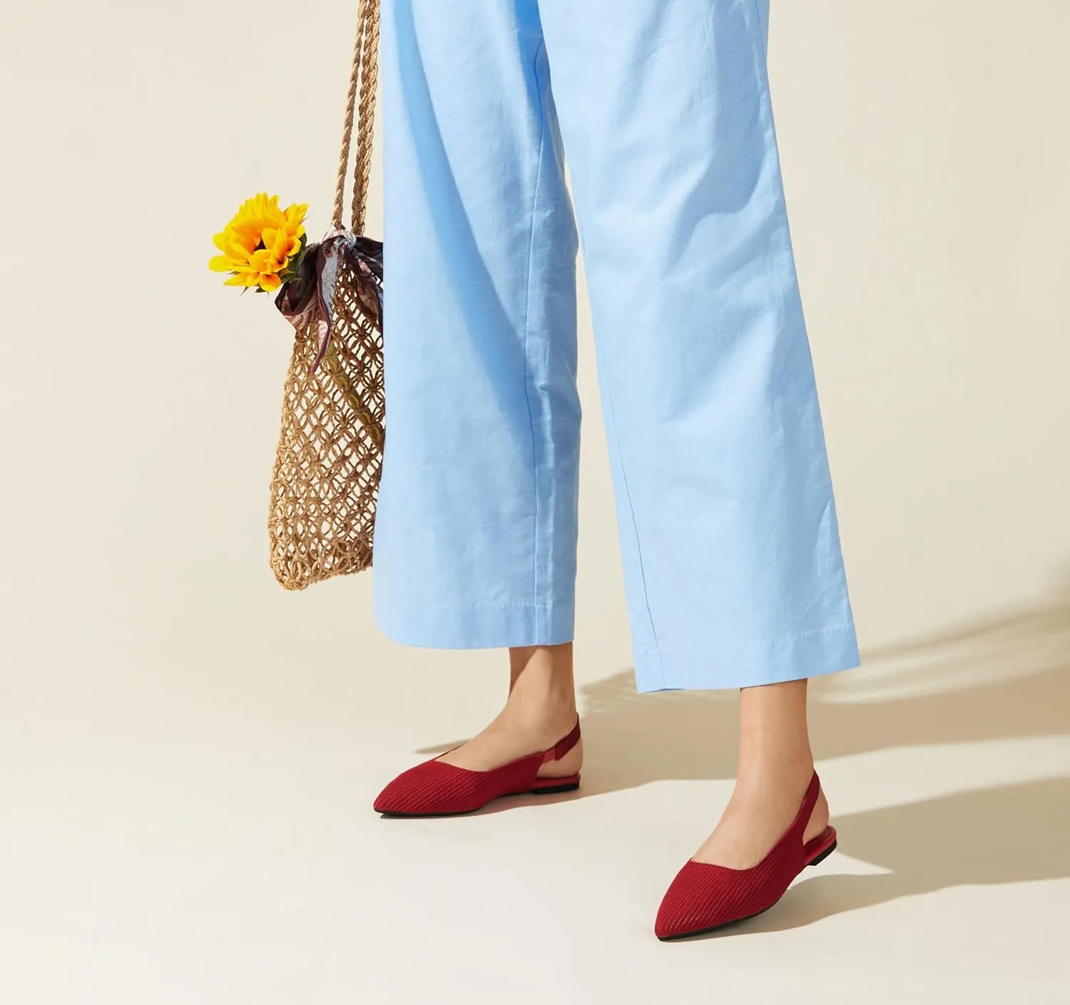 Arromic Slingback Flats for Women Pointed Toe Ballet Flats Shoes Women Dressy Comfortable Slip On Knit Flat