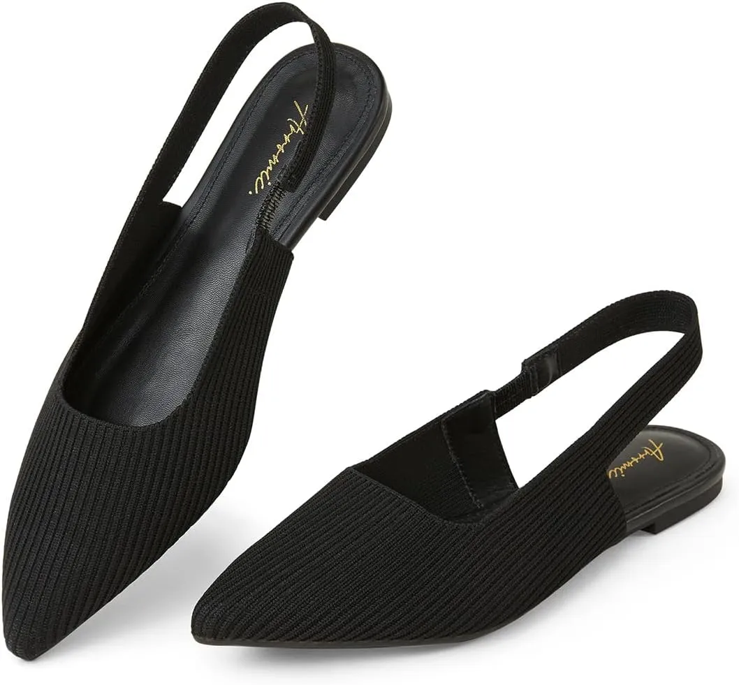 Arromic Slingback Flats for Women Pointed Toe Ballet Flats Shoes Women Dressy Comfortable Slip On Knit Flat