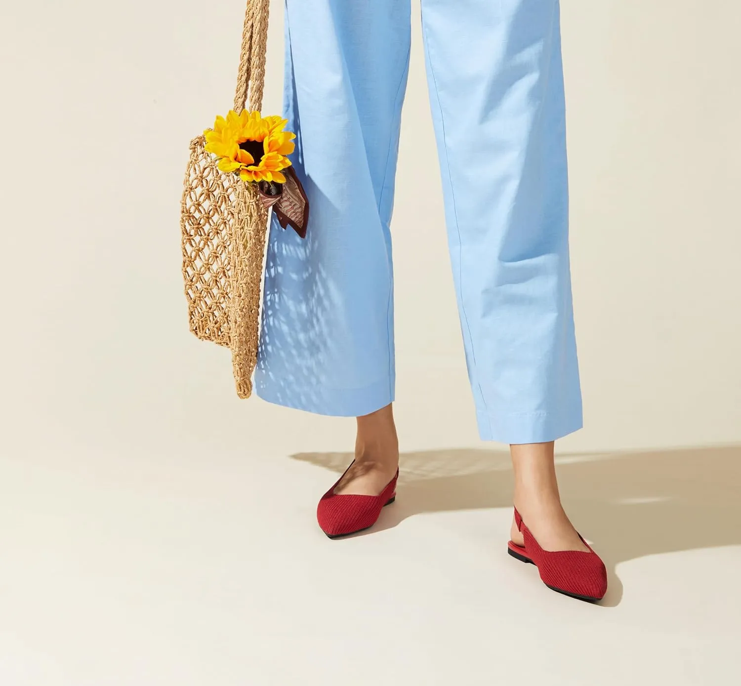 Arromic Slingback Flats for Women Pointed Toe Ballet Flats Shoes Women Dressy Comfortable Slip On Knit Flat