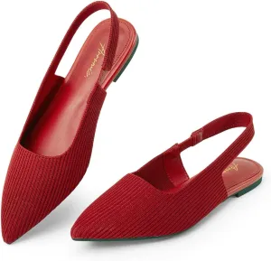 Arromic Slingback Flats for Women Pointed Toe Ballet Flats Shoes Women Dressy Comfortable Slip On Knit Flat