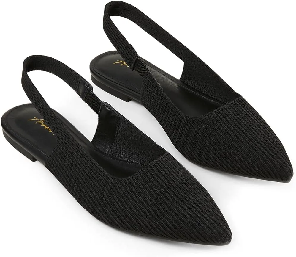 Arromic Slingback Flats for Women Pointed Toe Ballet Flats Shoes Women Dressy Comfortable Slip On Knit Flat