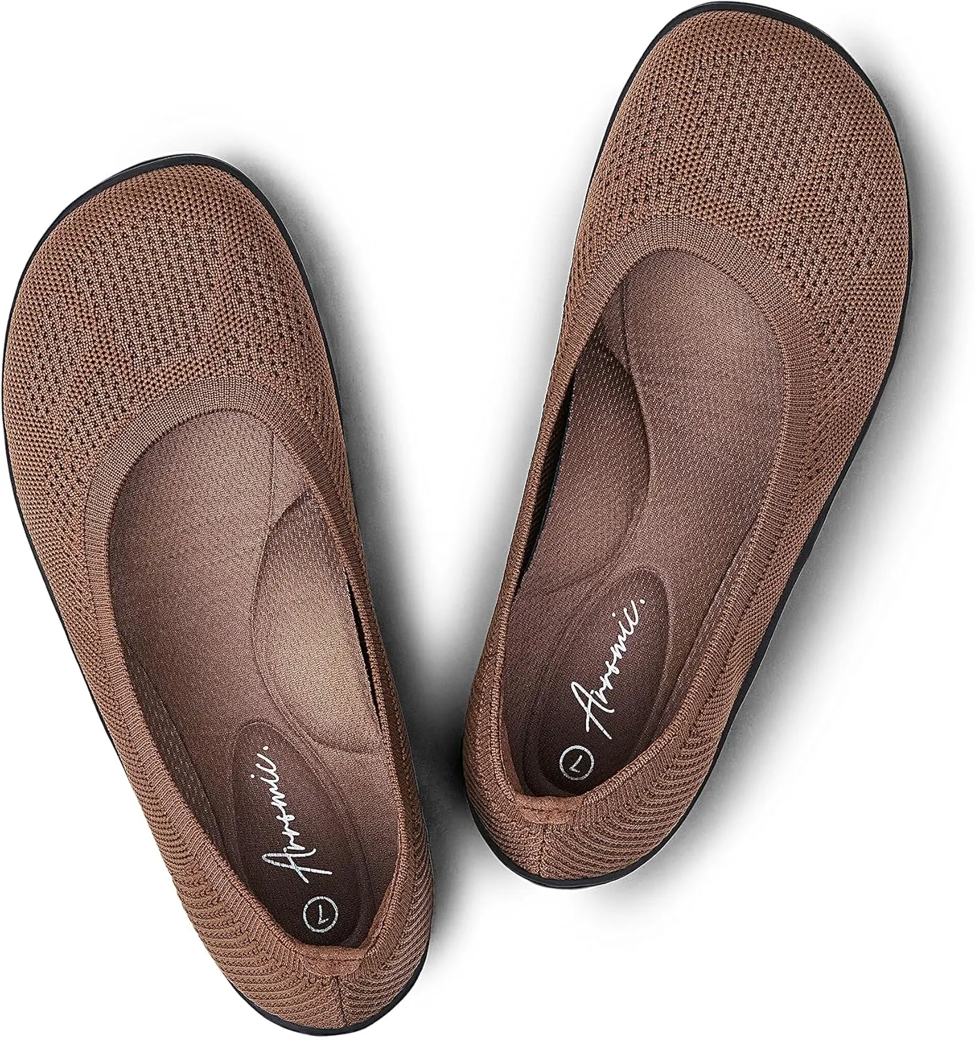 Arromic Wide Toe Box Ballet Flats Shoes for Women Slip on Knit Dressy Shoes Washable Soft Ballerina Lightweight Ladies Walking Flat