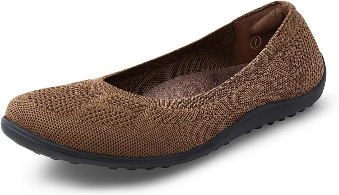 Arromic Wide Toe Box Ballet Flats Shoes for Women Slip on Knit Dressy Shoes Washable Soft Ballerina Lightweight Ladies Walking Flat