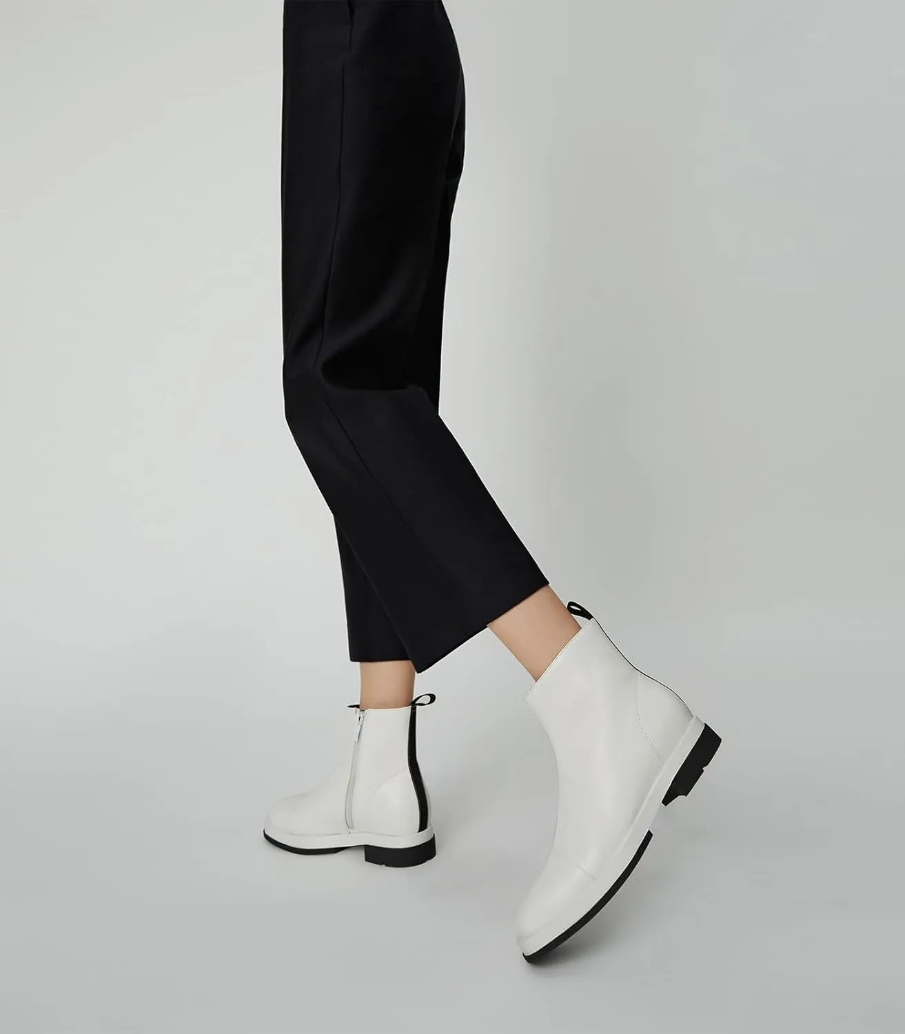 Arromic Women's Ankle Boots Square Toe Low Heel Booties Leather Zipper Dress Short Shoes for Women