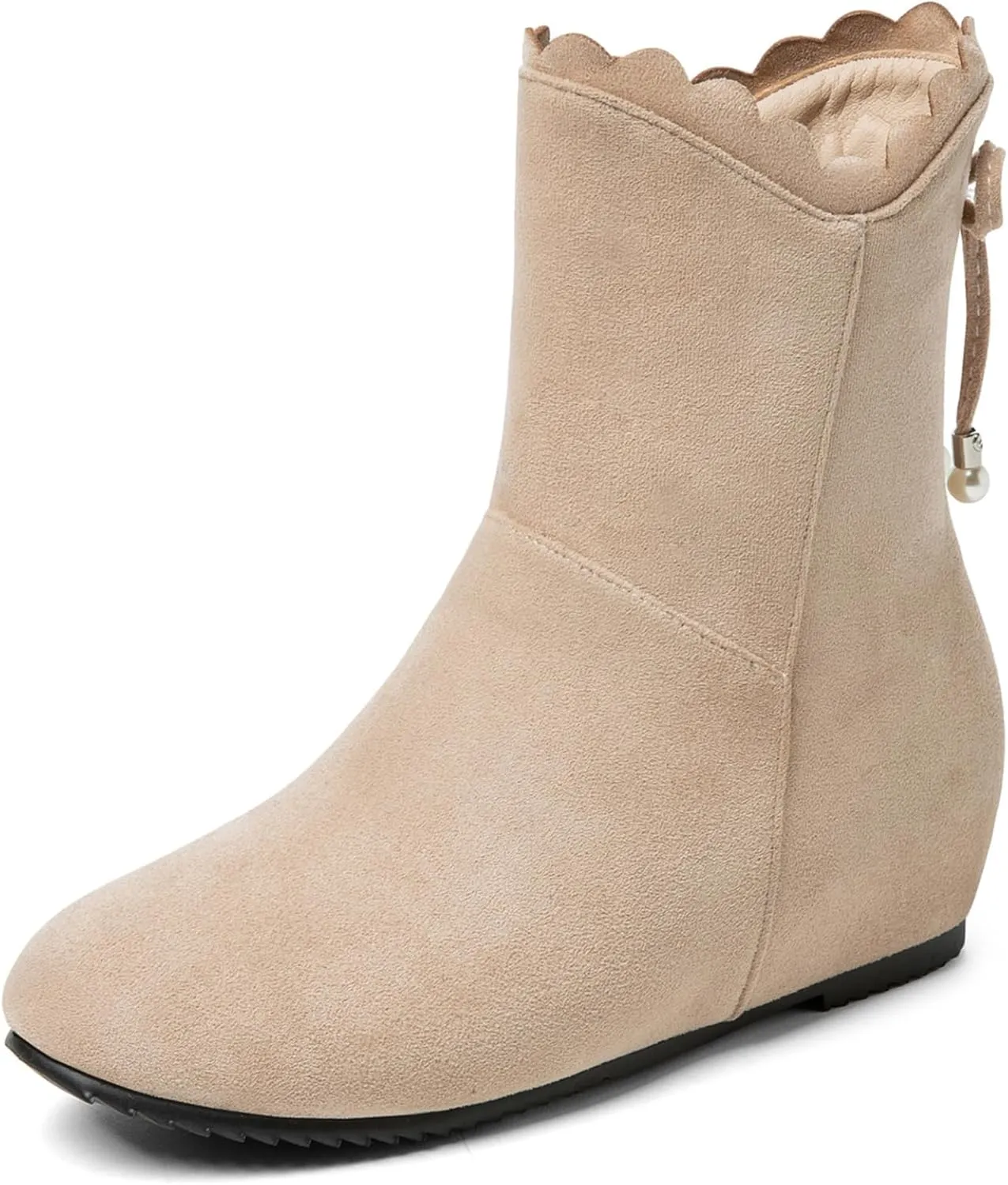 Asterisco Women Wedge Heel Ankle Boots Rhinestones Mid Heel Booties Round Toe Zip Moccasin Boots, Size 3-10