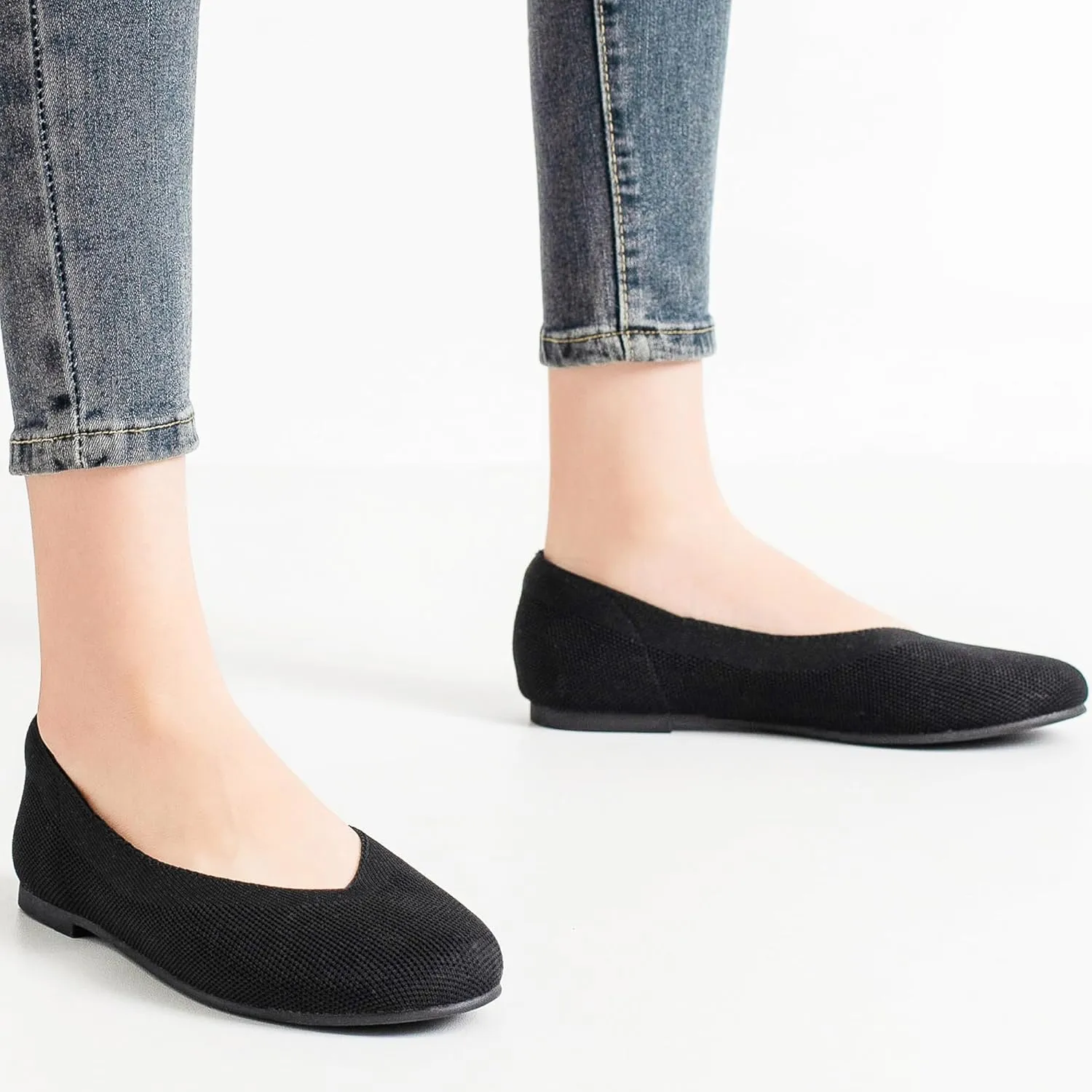 Ataiwee Women's Wide Width Flat Shoes - Dressy Knitted Soft Breathable Cute Slip-On Ballet Flats.