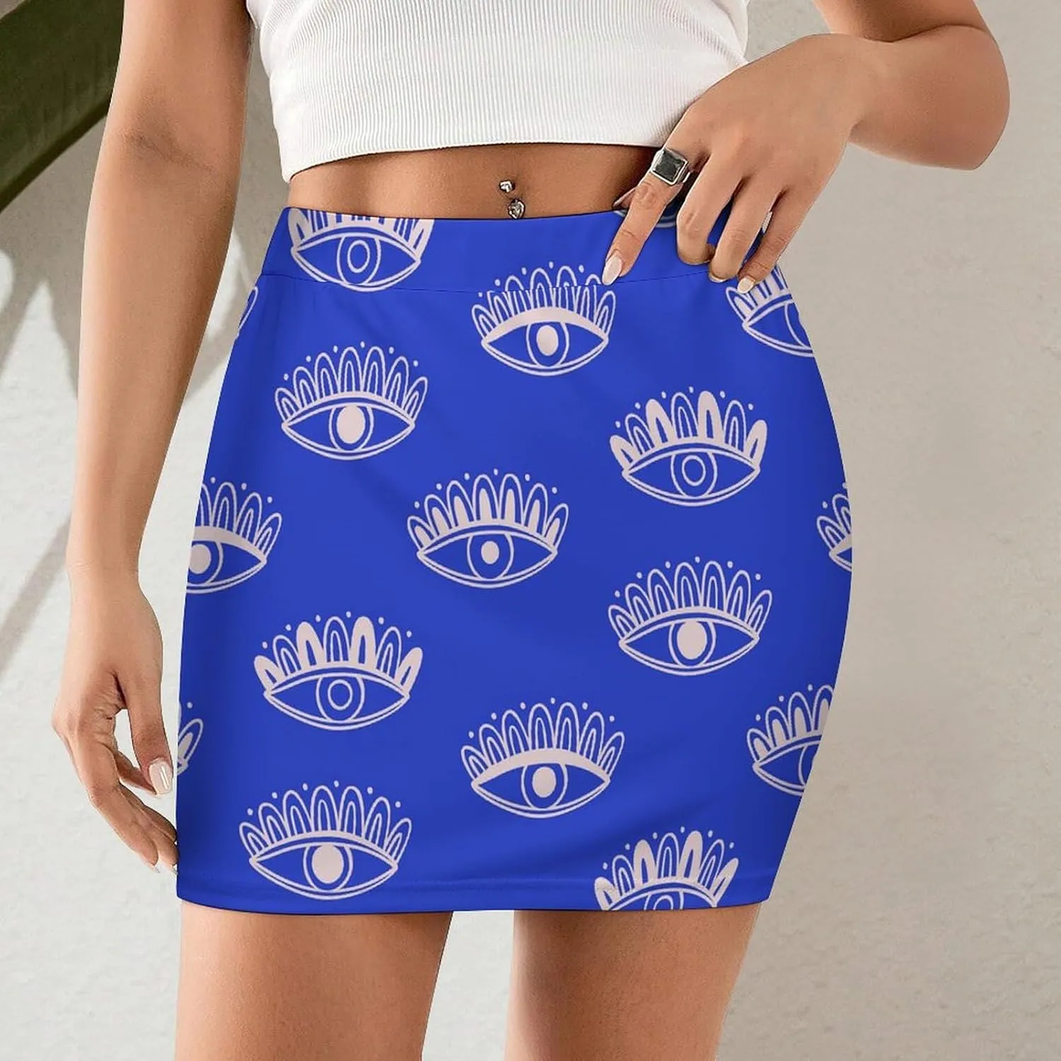 Aztec Evil Eyes Salmon Womens Mini Skorts Sexy High-Waisted Pencil Bodycon Short Skirts