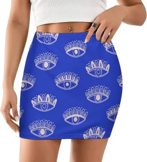 Aztec Evil Eyes Salmon Womens Mini Skorts Sexy High-Waisted Pencil Bodycon Short Skirts