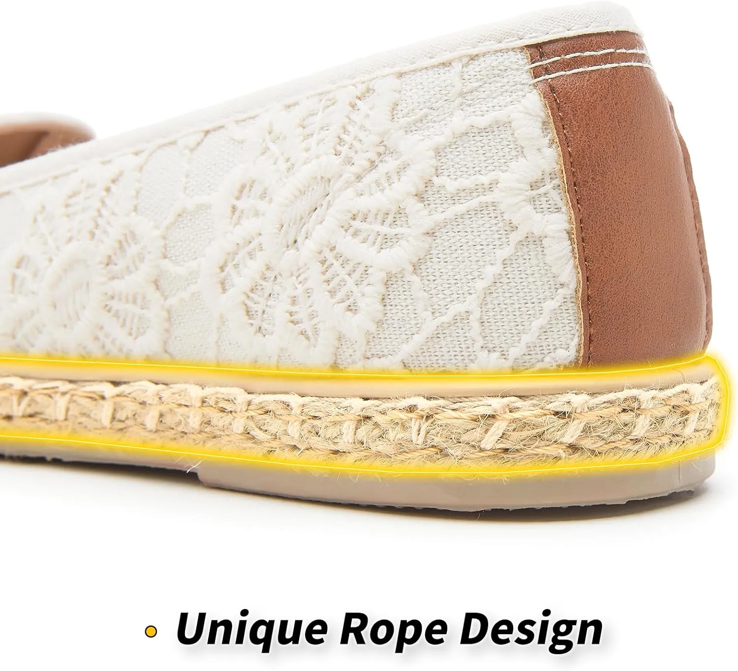 BABUDOG Women's Black Flats with Flower Embroideried,White Lace Ballet Flats,Comfortable Dress Flats
