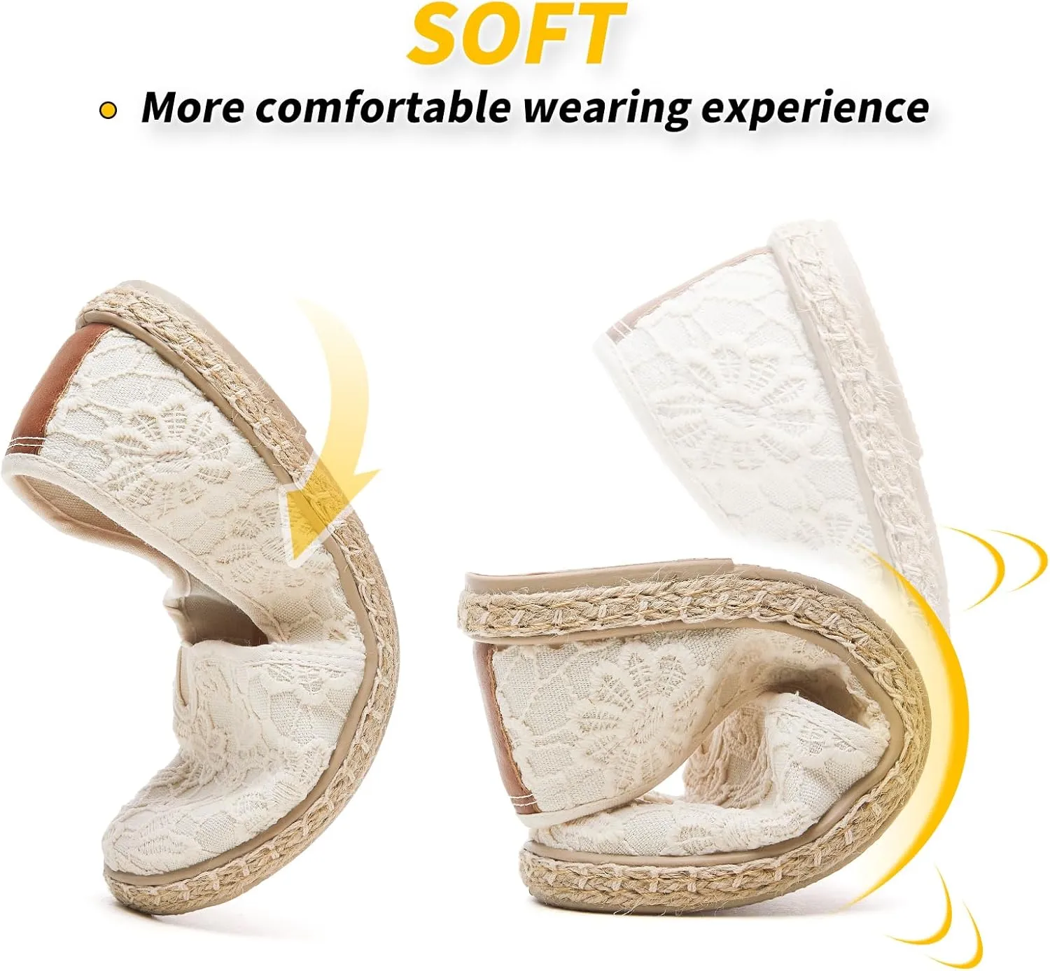 BABUDOG Women's Black Flats with Flower Embroideried,White Lace Ballet Flats,Comfortable Dress Flats
