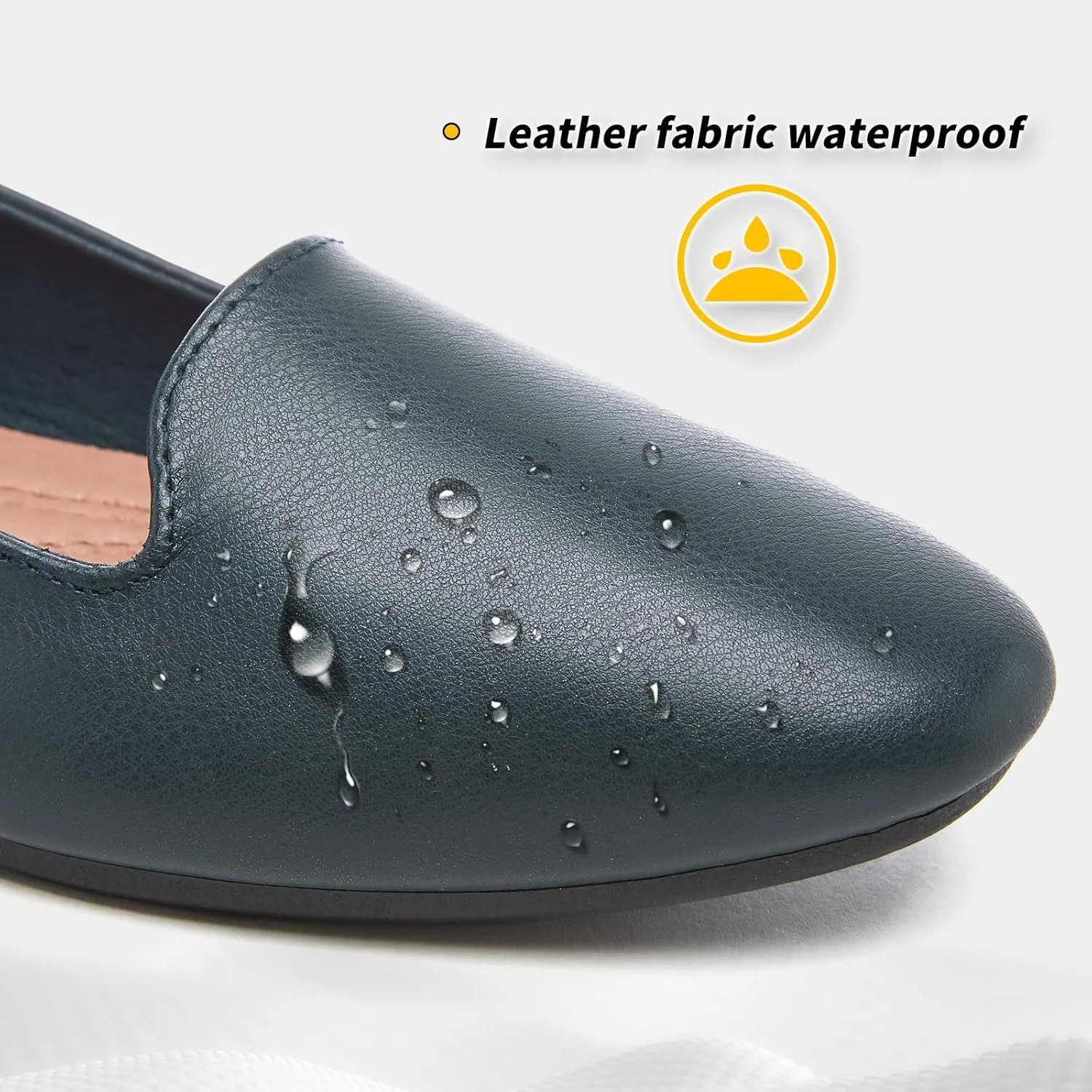 BABUDOG Womens Flats with Synthetic Leather,Classic Black and White Flats Shoes,Dress Shoes for Women