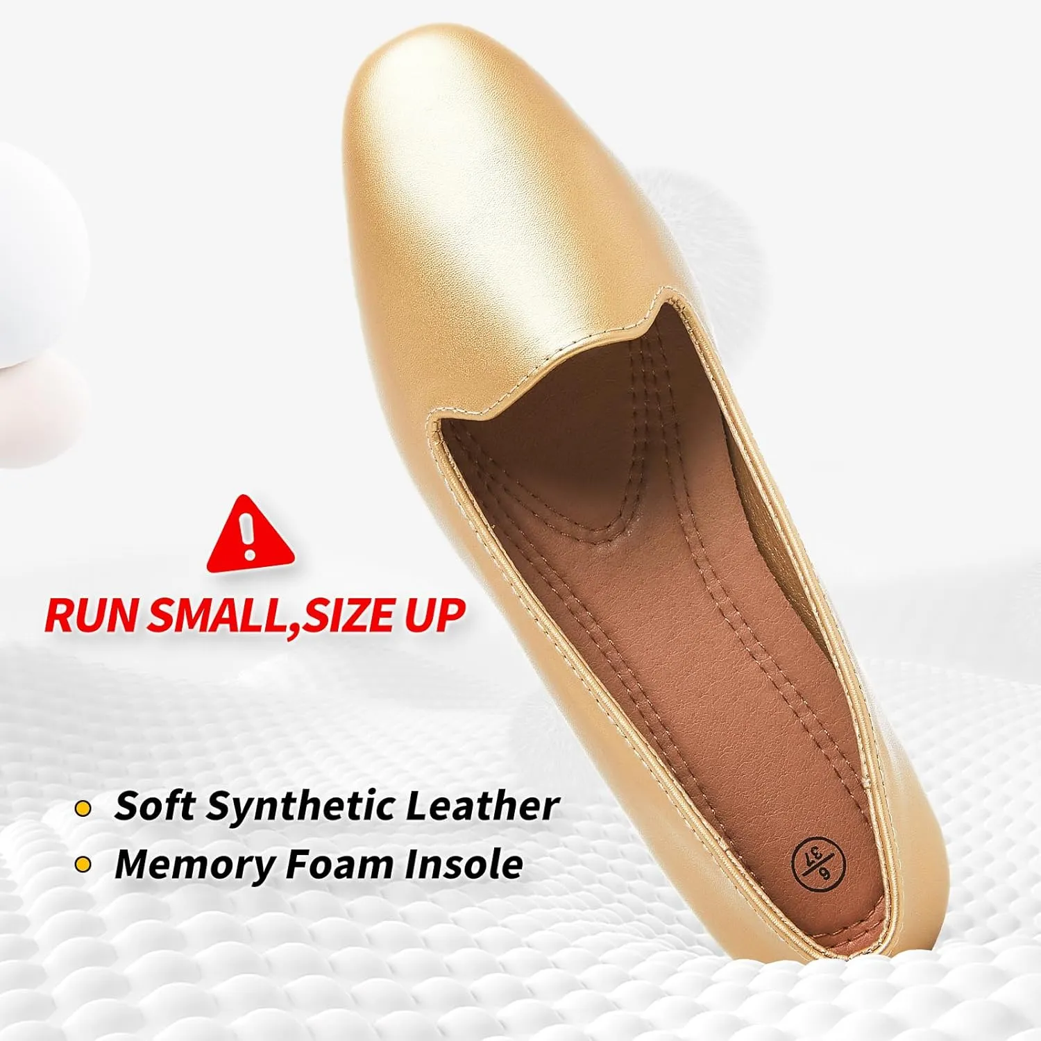 BABUDOG Womens Flats with Synthetic Leather,Classic Black and White Flats Shoes,Dress Shoes for Women