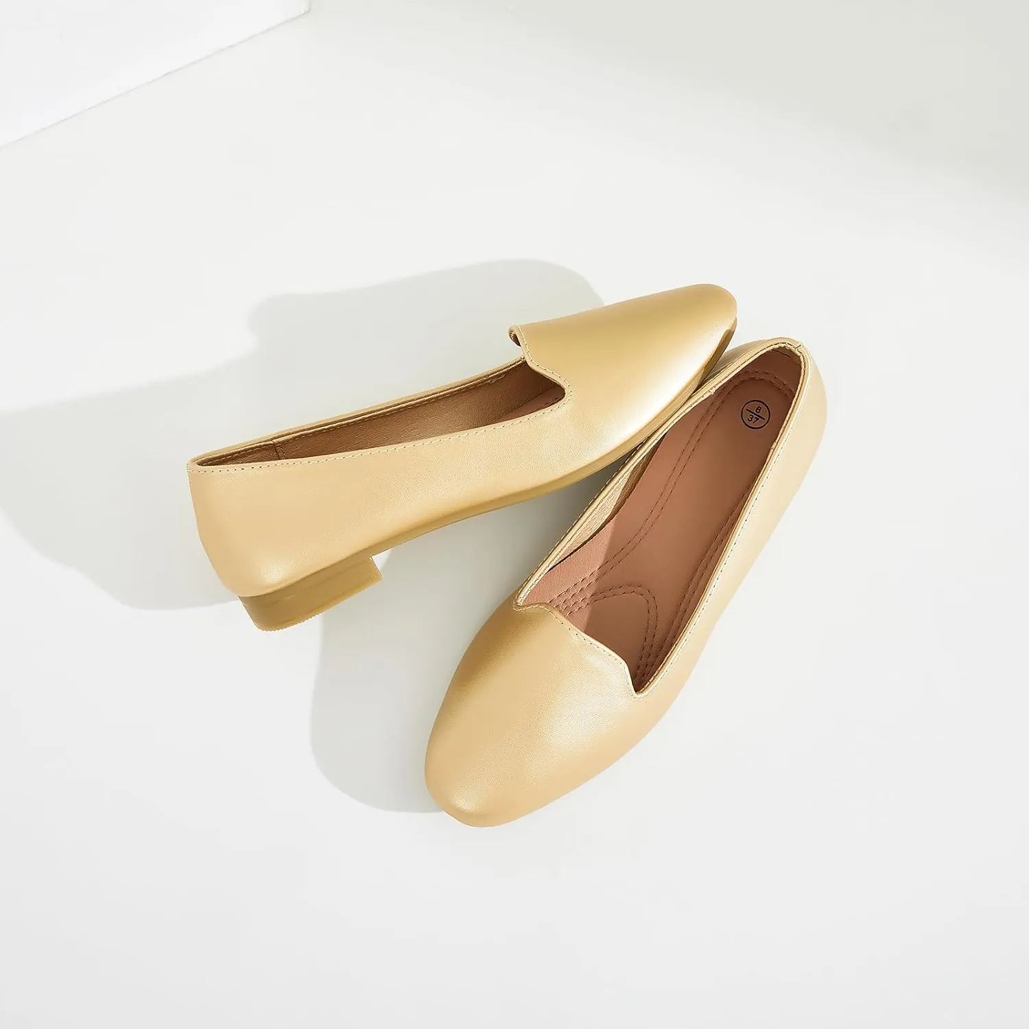 BABUDOG Womens Flats with Synthetic Leather,Classic Black and White Flats Shoes,Dress Shoes for Women