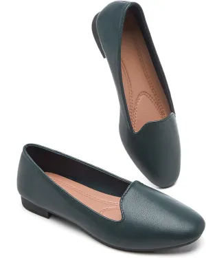 BABUDOG Womens Flats with Synthetic Leather,Classic Black and White Flats Shoes,Dress Shoes for Women