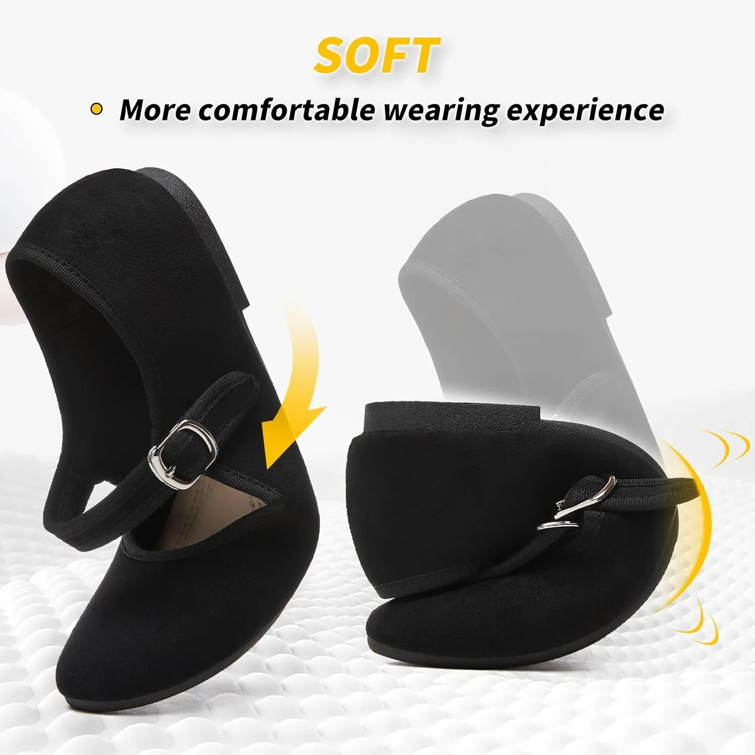 BABUDOG Womens Mary Jane Flats with Strap,Black Flats Shoes Dressy Comfortable,Ballet Flats for Women
