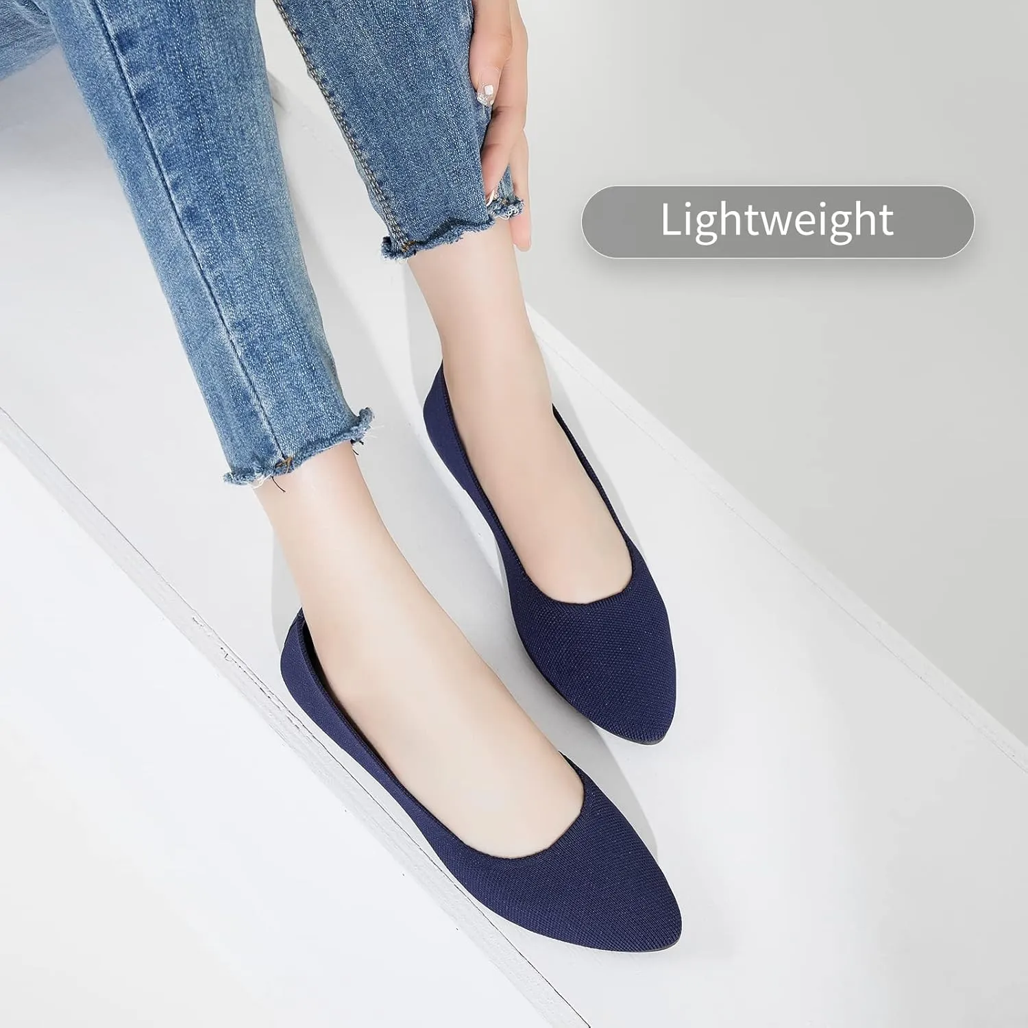 BABUDOG Women's Mesh Flats Shoes Pointed-Toe Dress Shoes Black Flats Shoes Comfortable Memory Foam Flats Shoes