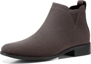 Bacia Sock Ankle Boots for Women Square Toe Slip on Short Chelsea Boots Low Heel Fall Booties