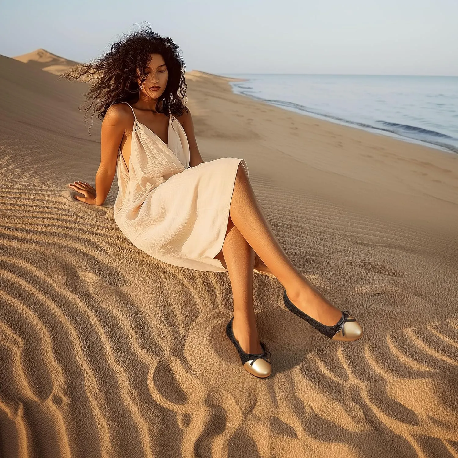 Ballet Flats for Women;Round Toe Mary Jane;Soft Leather Geometric Patterns Dressy Flats;Bowknot Slip on Women Shoes