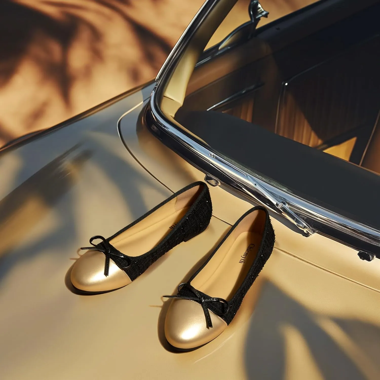 Ballet Flats for Women;Round Toe Mary Jane;Soft Leather Geometric Patterns Dressy Flats;Bowknot Slip on Women Shoes