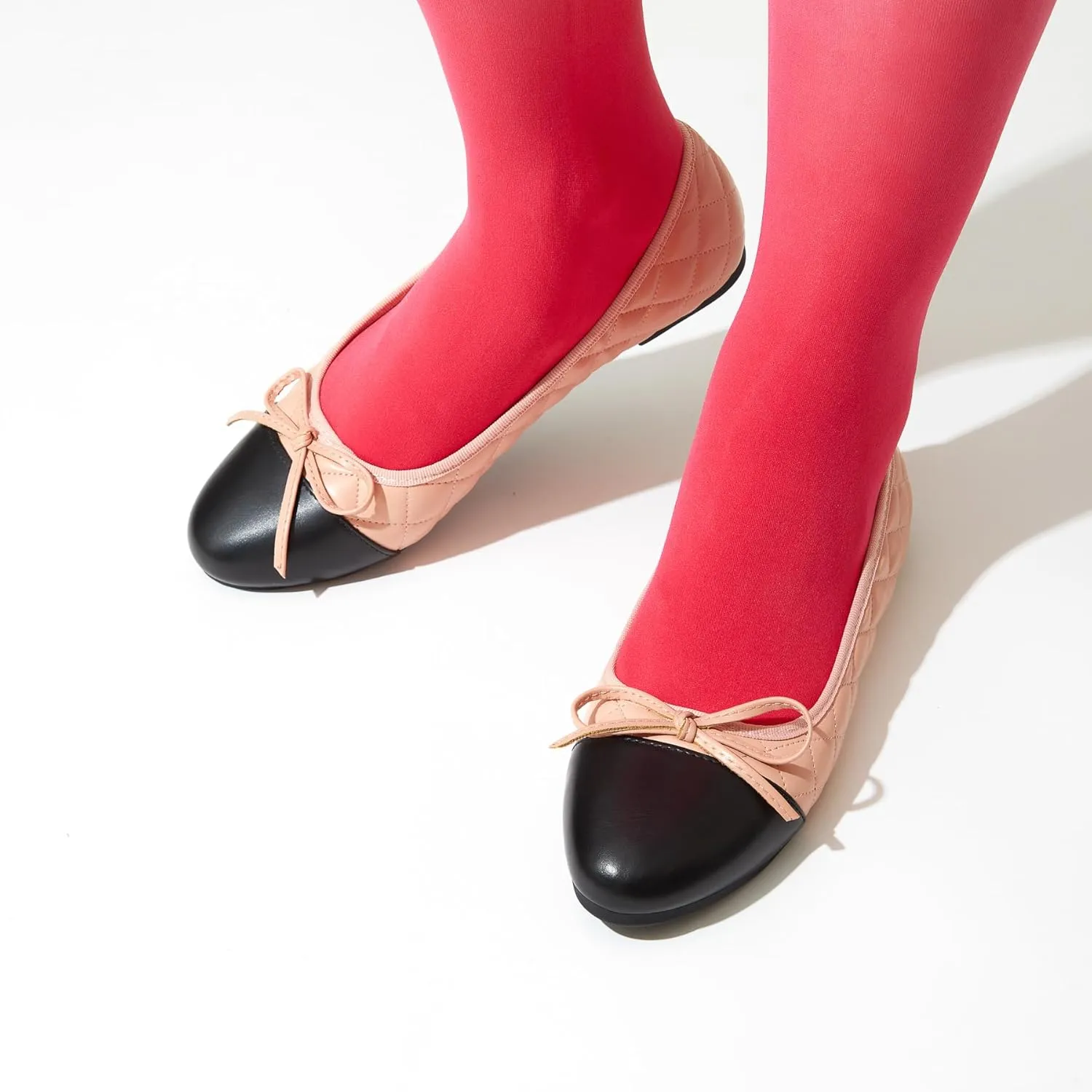 Ballet Flats for Women;Round Toe Mary Jane;Soft Leather Geometric Patterns Dressy Flats;Bowknot Slip on Women Shoes