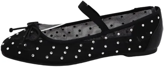 BAMBOO® Women's Studded Mesh Ballet Flats with Bow Detail