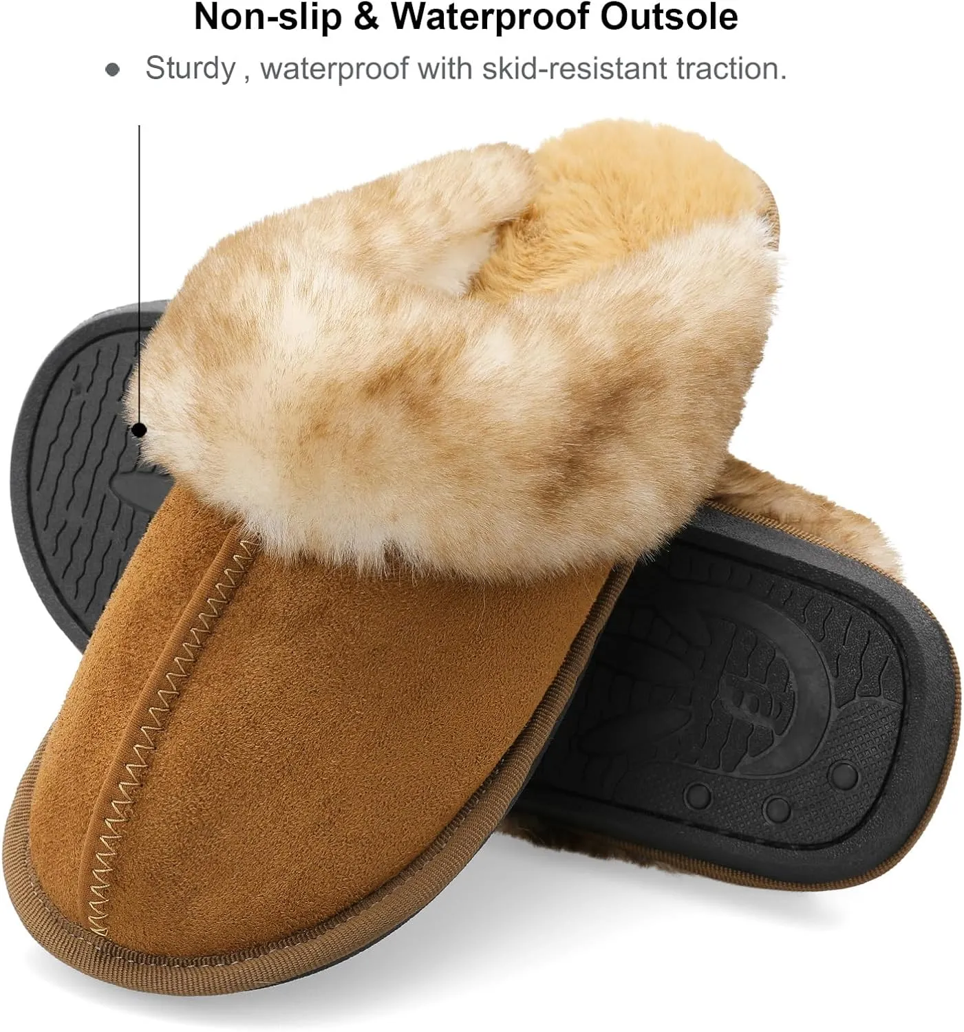Besroad Winter Fuzzy House Slippers Sandals Plush Faux Fur Fluffy Flats Slippers Warm Slide Shoes for Women