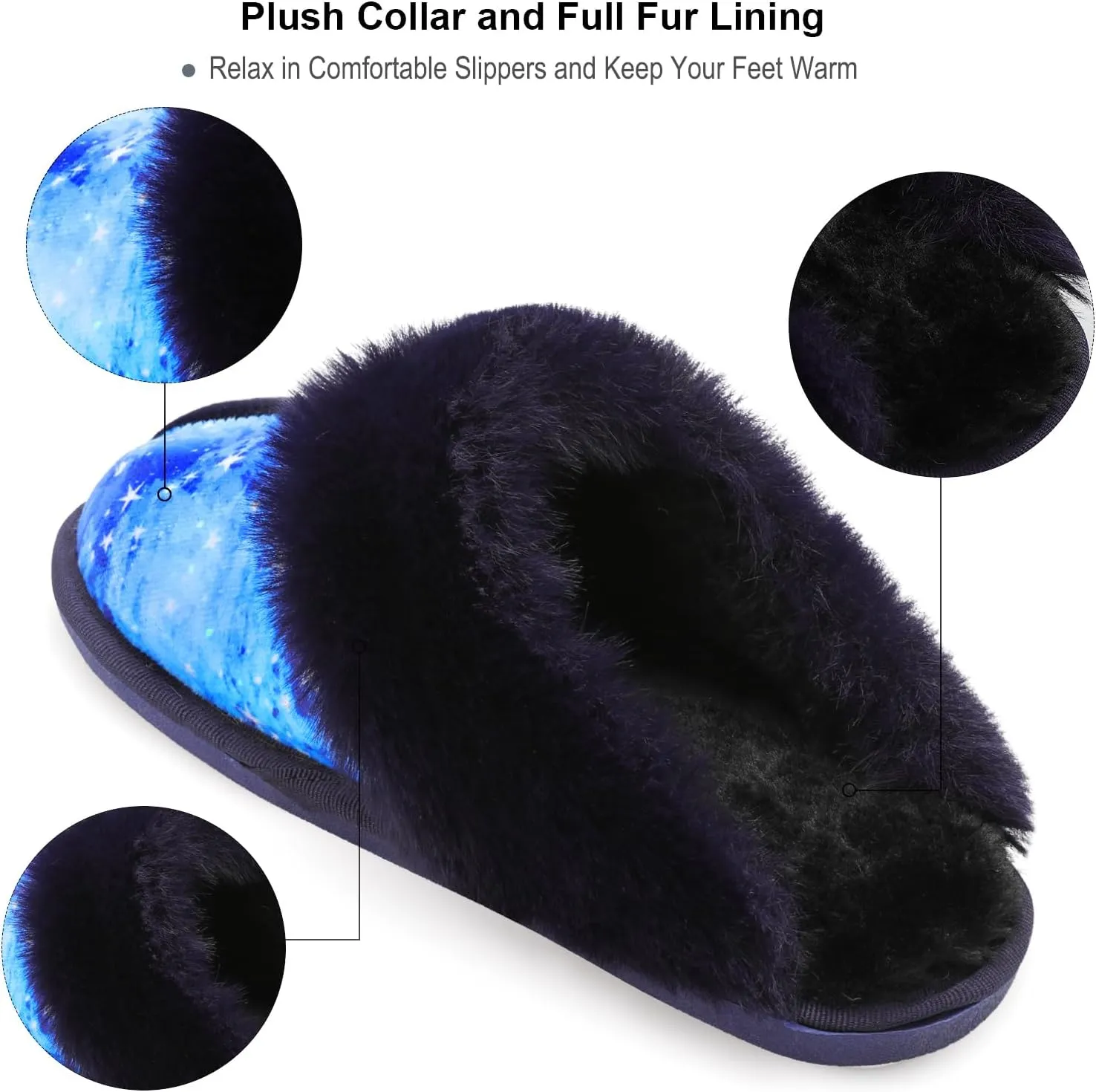 Besroad Winter Fuzzy House Slippers Sandals Plush Faux Fur Fluffy Flats Slippers Warm Slide Shoes for Women