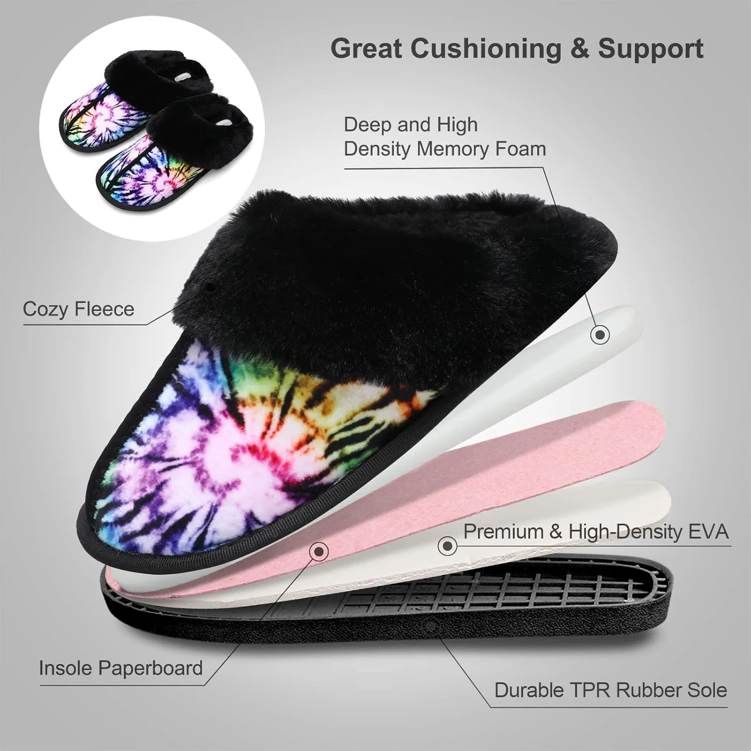 Besroad Winter Fuzzy House Slippers Sandals Plush Faux Fur Fluffy Flats Slippers Warm Slide Shoes for Women