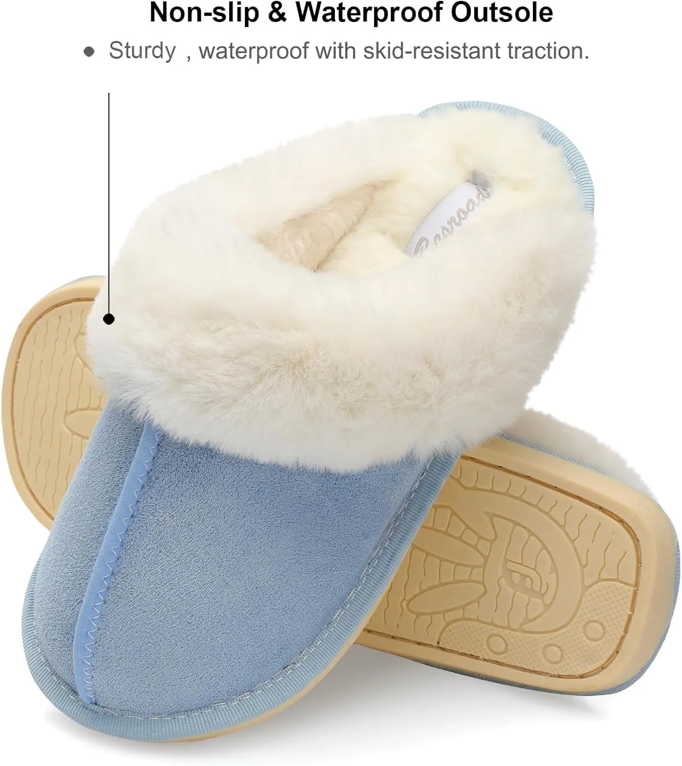 Besroad Winter Fuzzy House Slippers Sandals Plush Faux Fur Fluffy Flats Slippers Warm Slide Shoes for Women