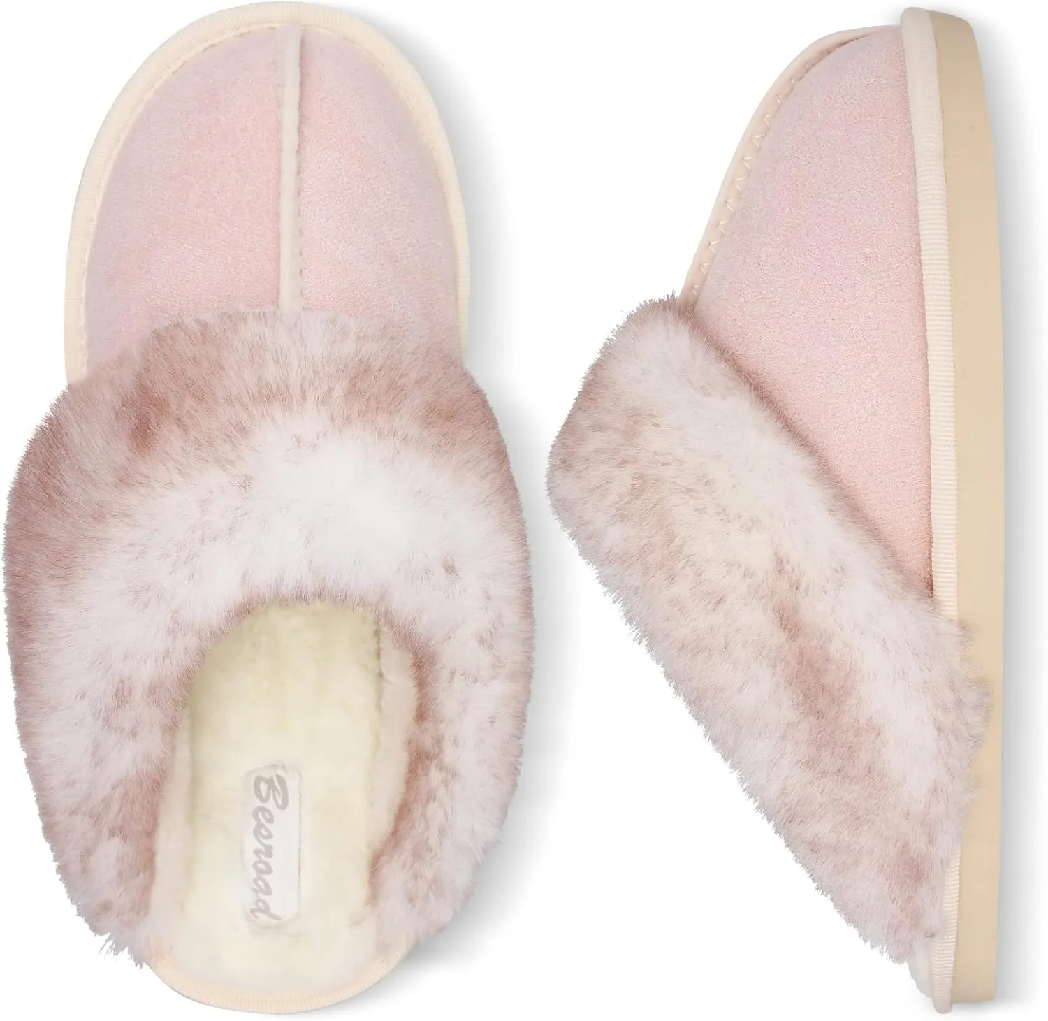 Besroad Winter Fuzzy House Slippers Sandals Plush Faux Fur Fluffy Flats Slippers Warm Slide Shoes for Women