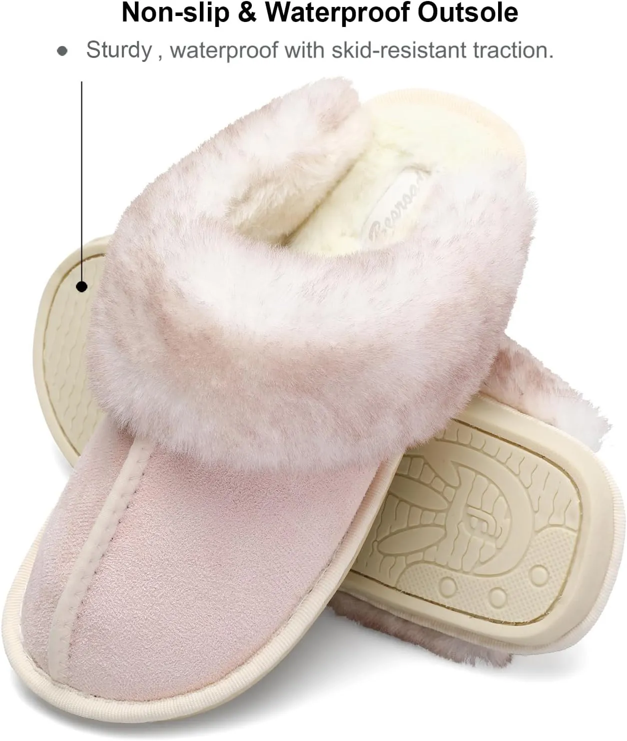 Besroad Winter Fuzzy House Slippers Sandals Plush Faux Fur Fluffy Flats Slippers Warm Slide Shoes for Women