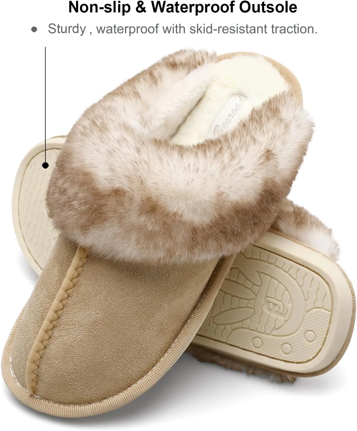Besroad Winter Fuzzy House Slippers Sandals Plush Faux Fur Fluffy Flats Slippers Warm Slide Shoes for Women