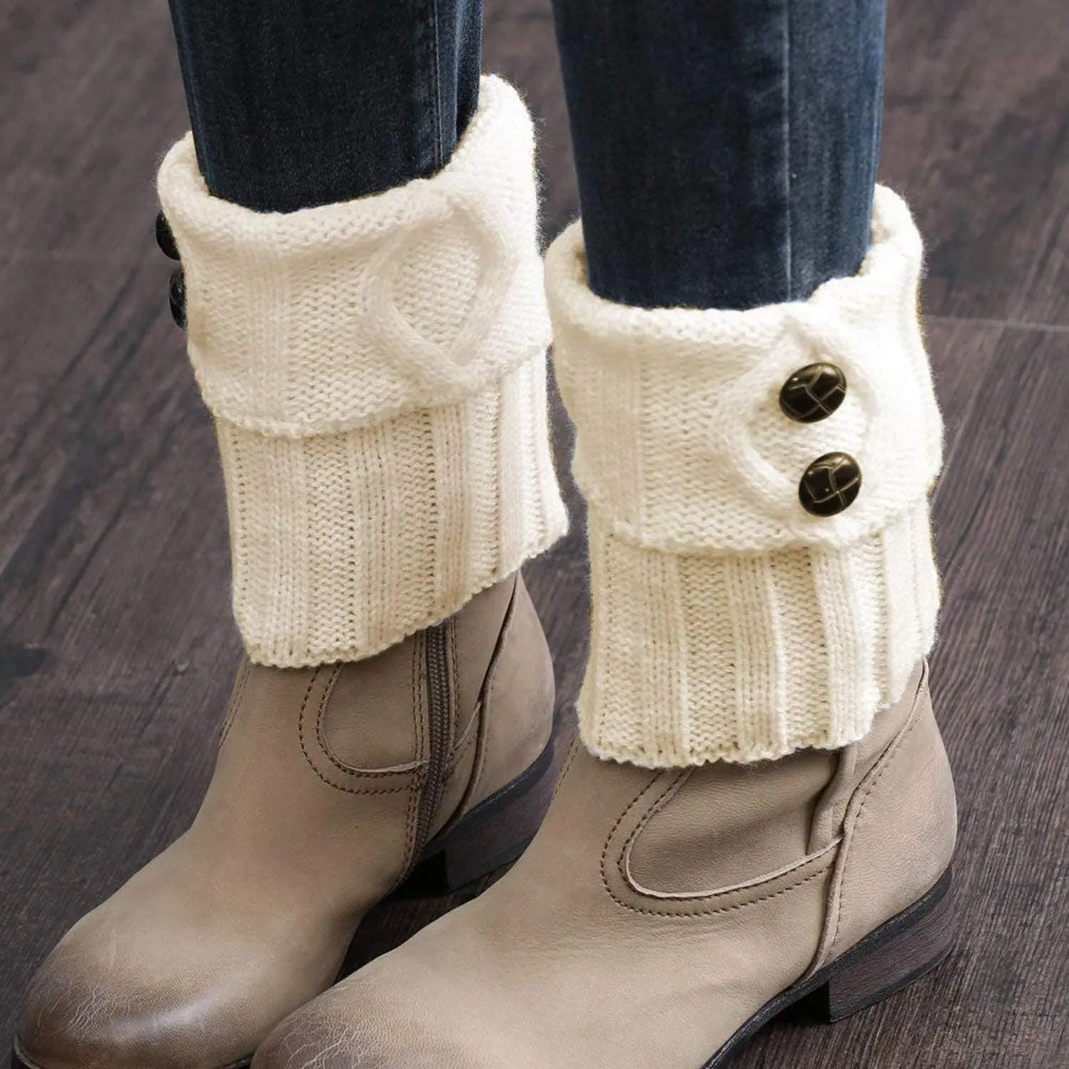 Bestjybt 3 Pairs Womens Short Boots Socks Crochet Knitted Boot Cuffs Leg Warmers Socks