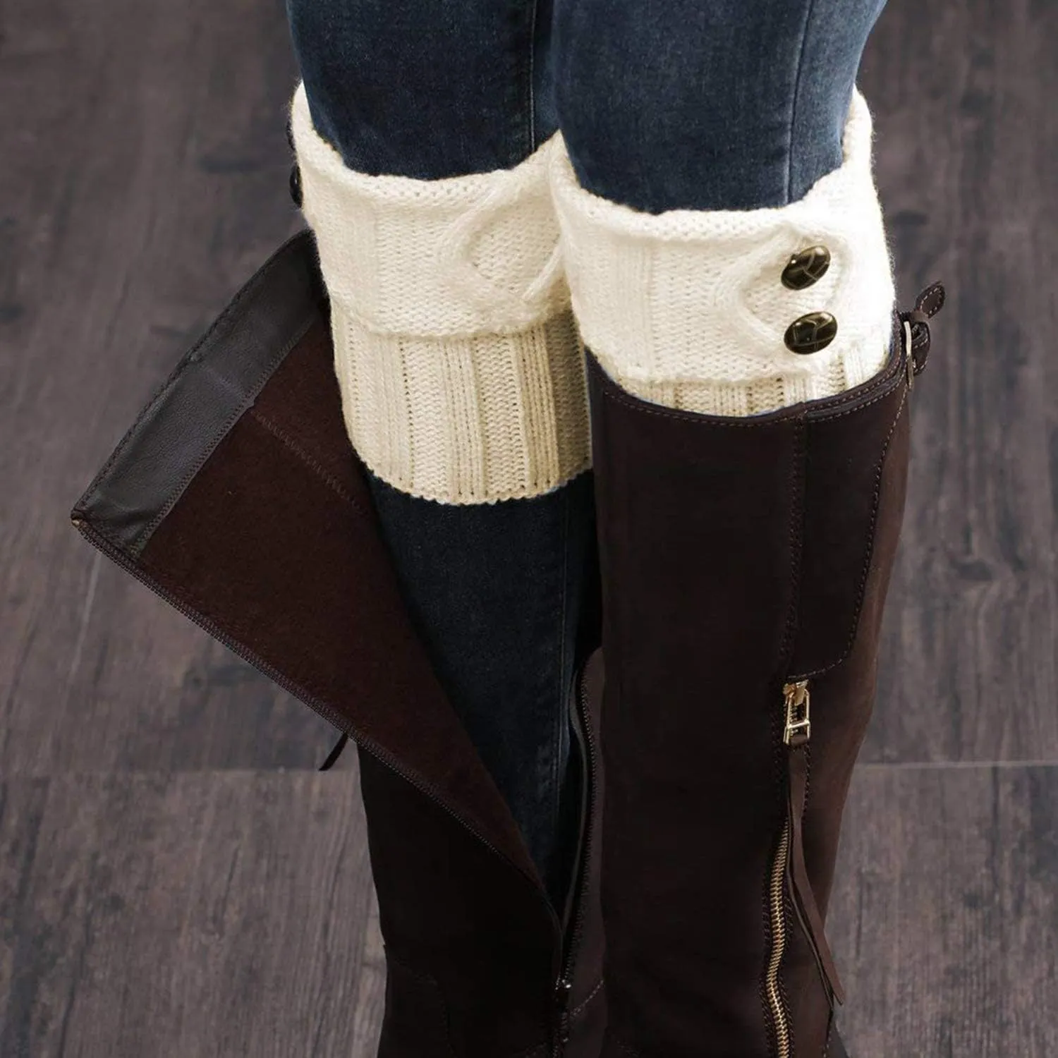 Bestjybt 3 Pairs Womens Short Boots Socks Crochet Knitted Boot Cuffs Leg Warmers Socks