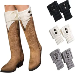 Bestjybt 3 Pairs Womens Short Boots Socks Crochet Knitted Boot Cuffs Leg Warmers Socks