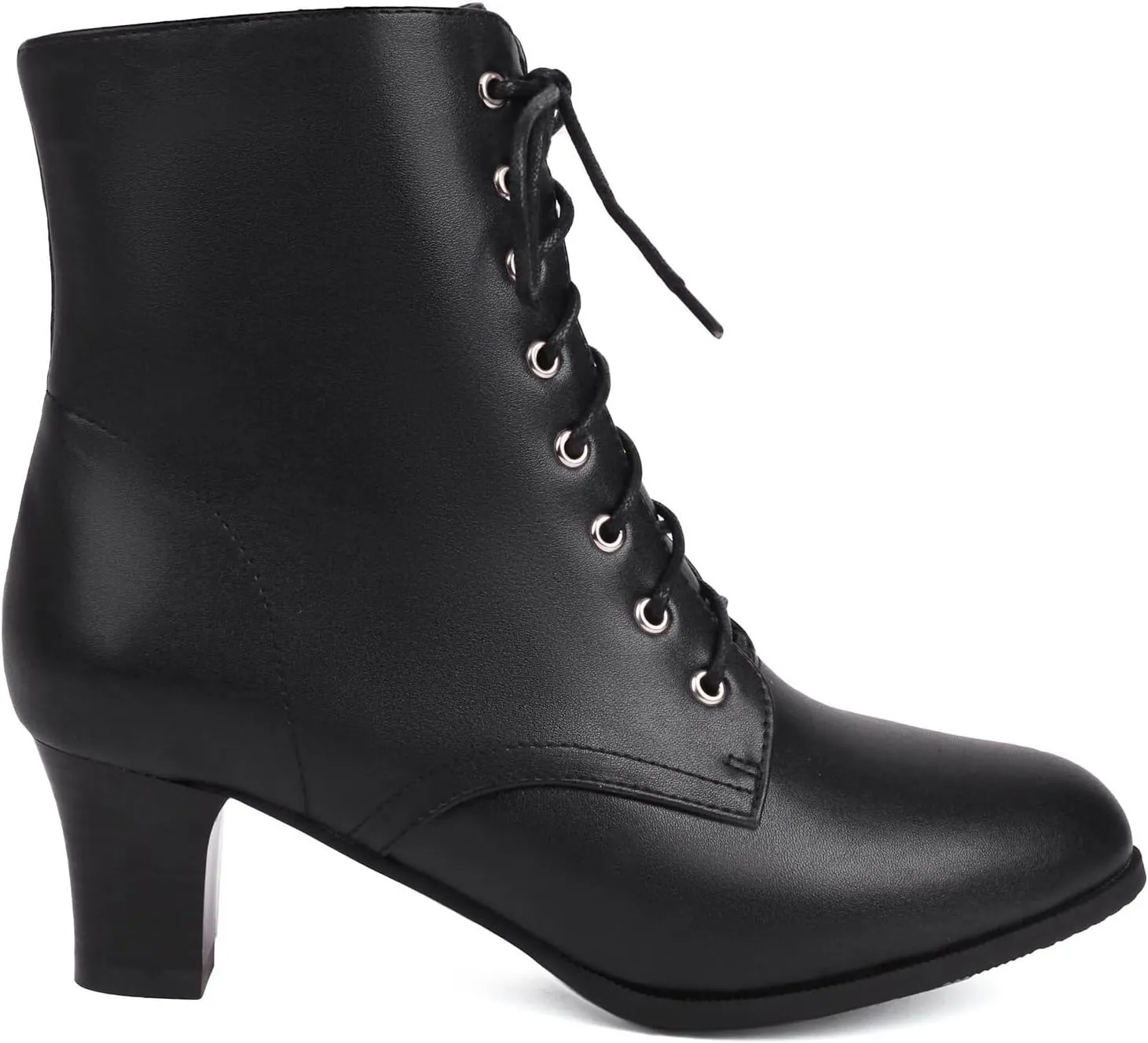 Betastella Women's Lace Up Booties Chunky Heel Ankle Boots Side Zip Short Boots Dress Shoes