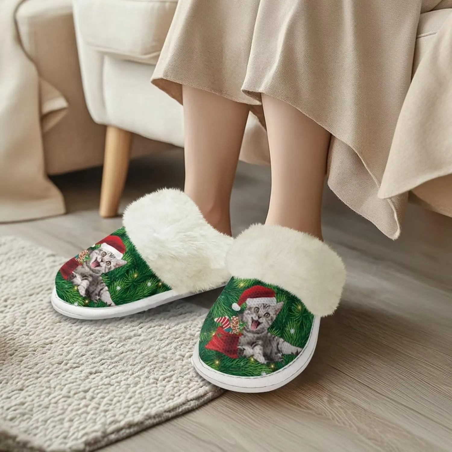Binienty House Shoes for Women Winter Warm Fuzzy Slippers Indoor Washable