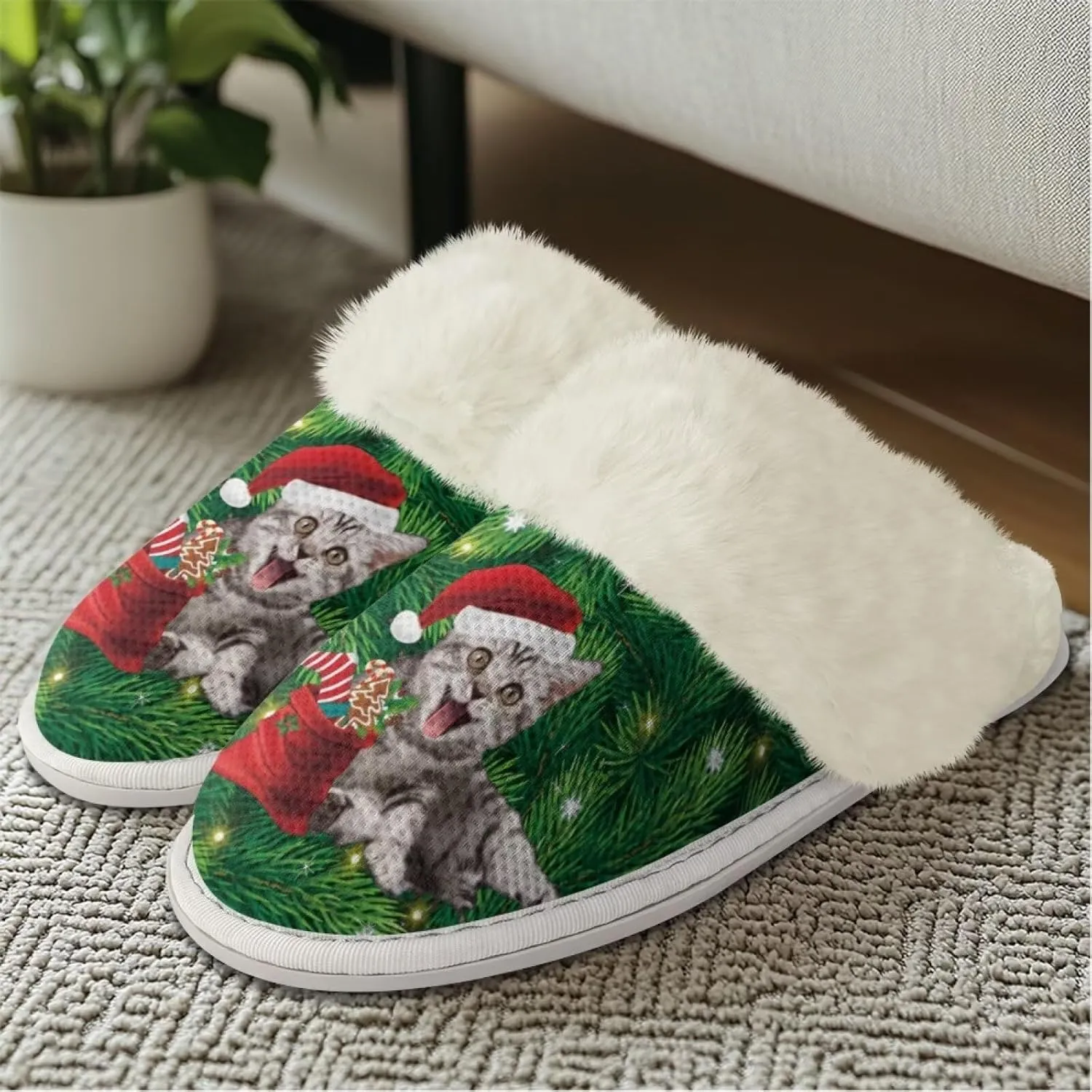 Binienty House Shoes for Women Winter Warm Fuzzy Slippers Indoor Washable