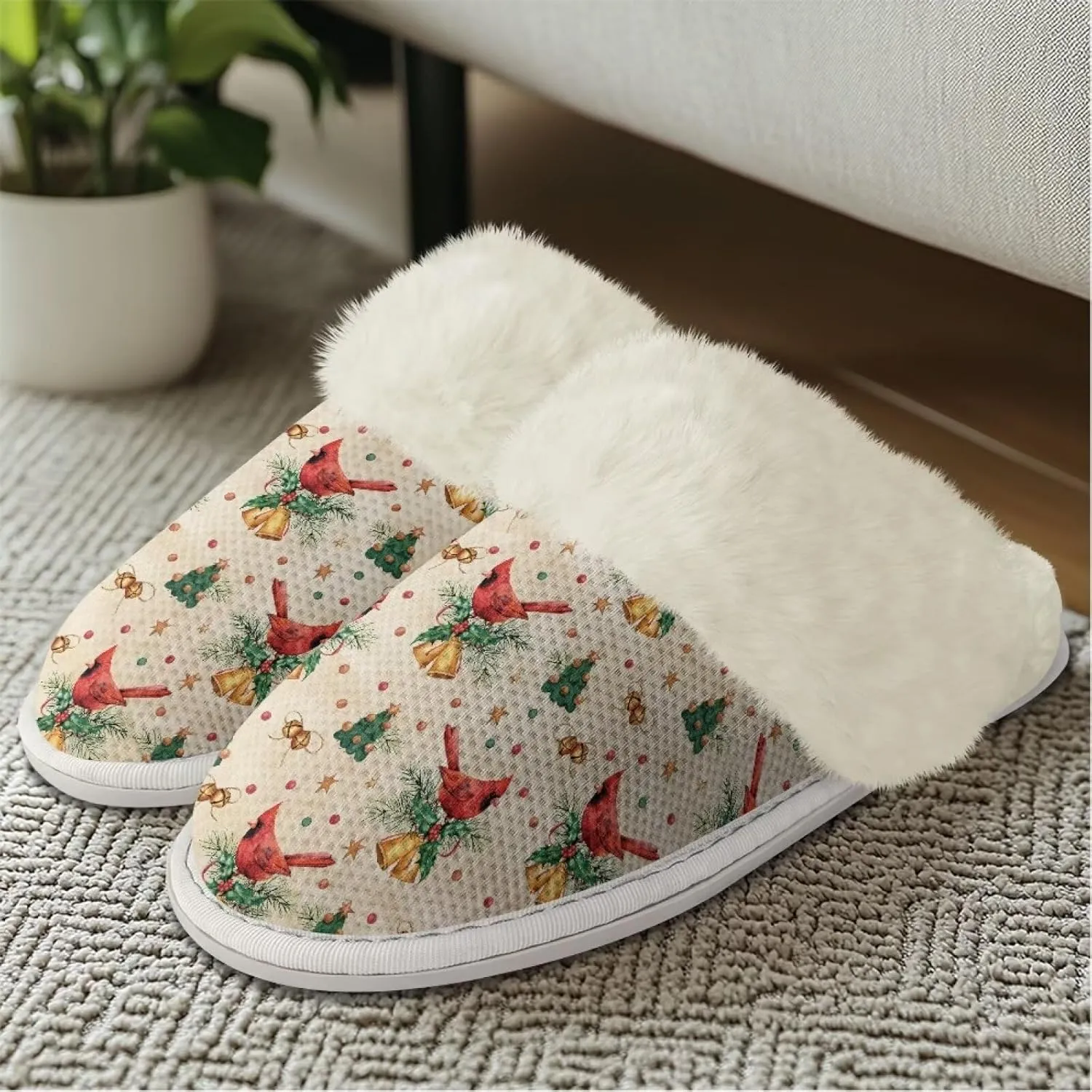 Binienty Womans Slippers Mens Fuzzy House Slippers Memory Foam Winter Indoor Bedroom Shoes