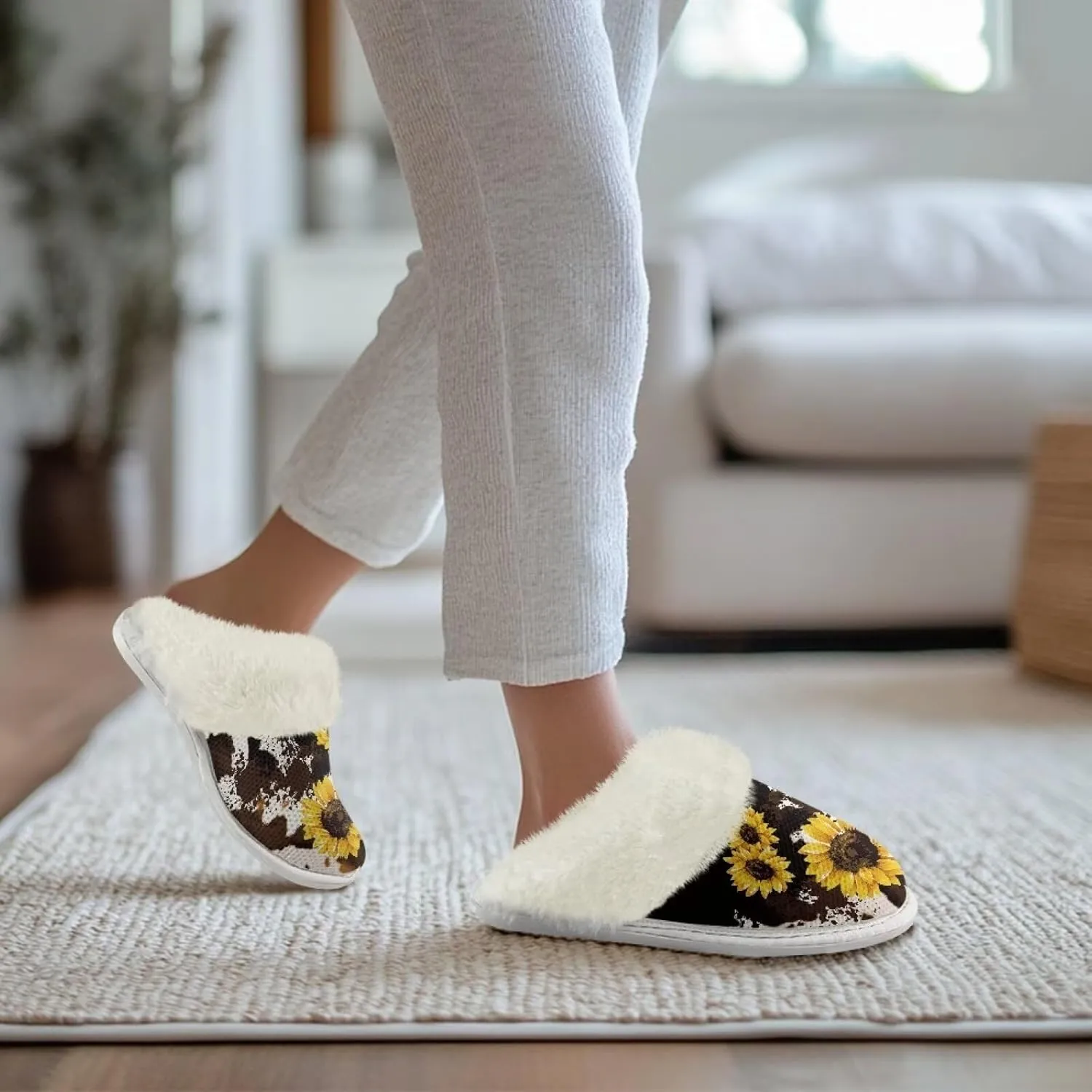 Binienty Womans Slippers Mens Fuzzy House Slippers Memory Foam Winter Indoor Bedroom Shoes
