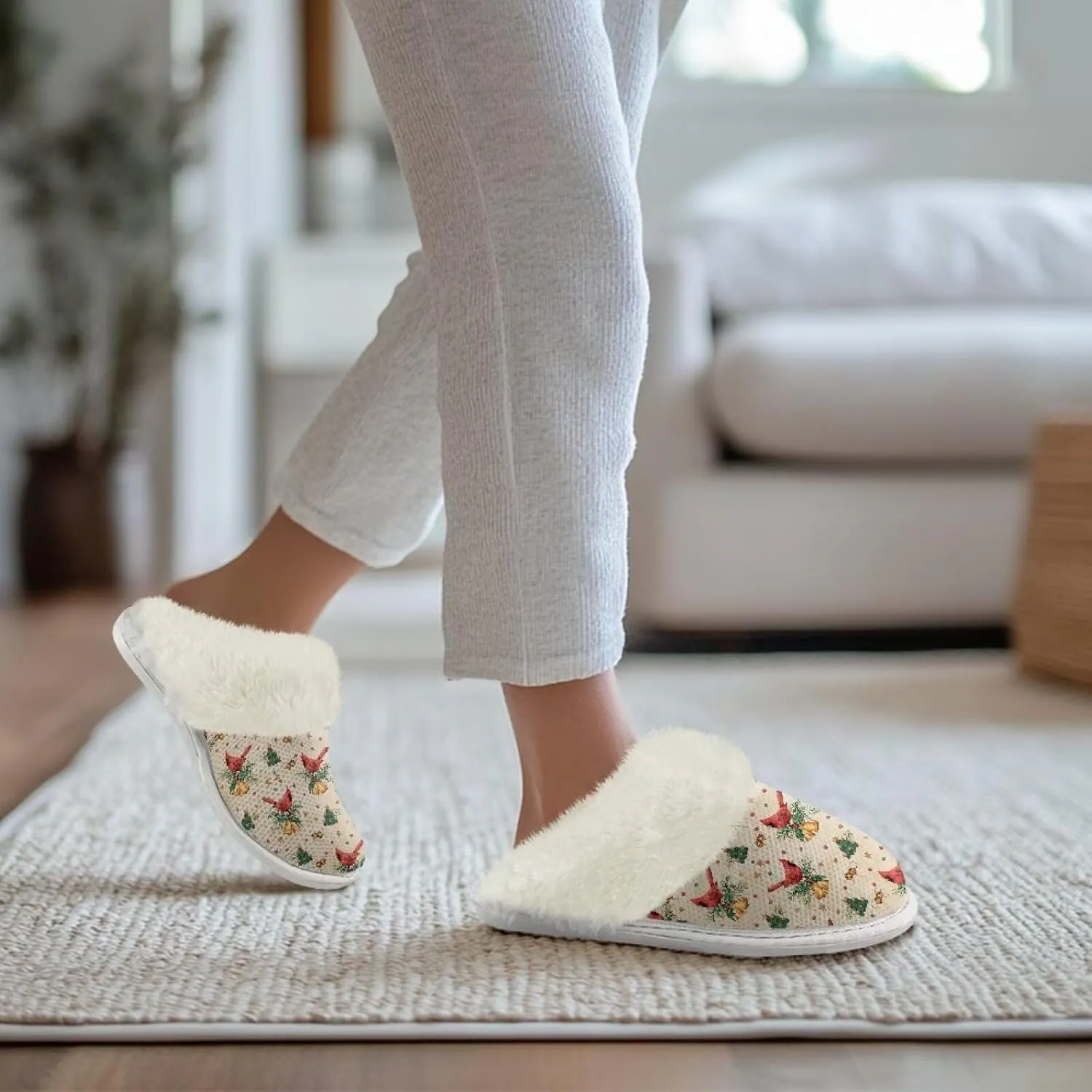 Binienty Womans Slippers Mens Fuzzy House Slippers Memory Foam Winter Indoor Bedroom Shoes